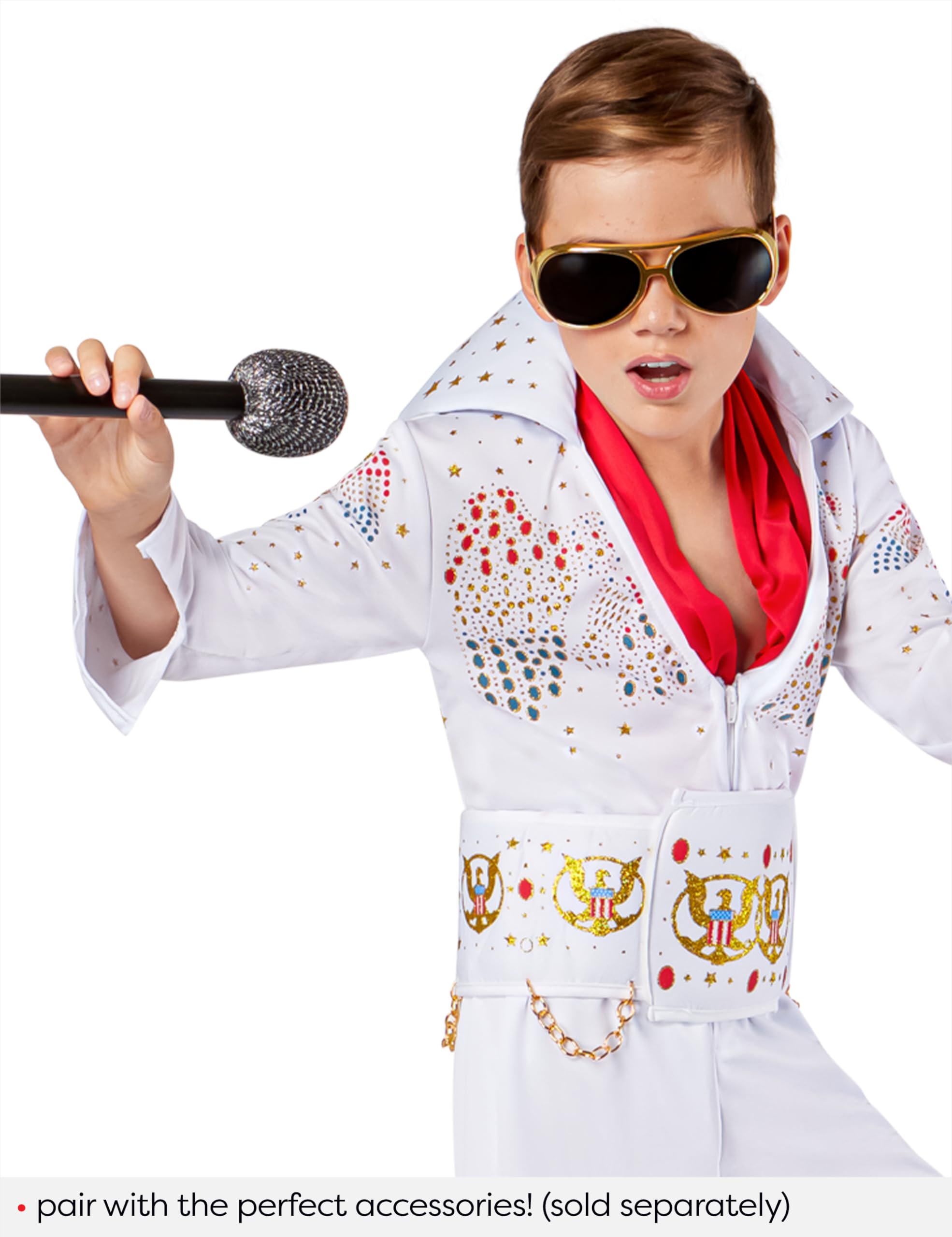 Rubies Child's Deluxe Elvis Costume - Kids Elvis Presley Halloween Outfit with Jumpsuit & Belt - Perfect for Halloween Parties, Dress-Up & Cosplay