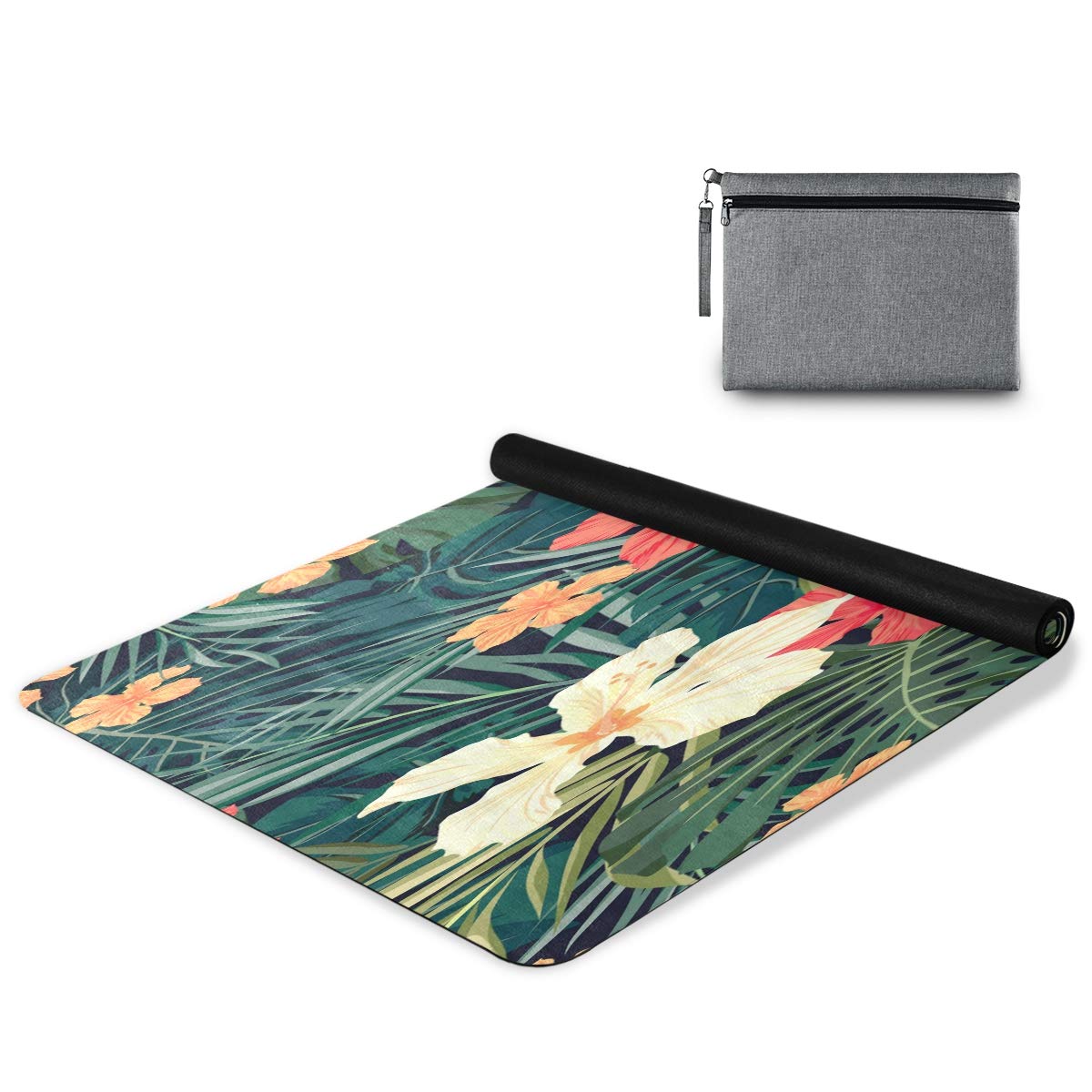 Non-Slip Tropical Hibiscus Yoga Mat - 71x26
