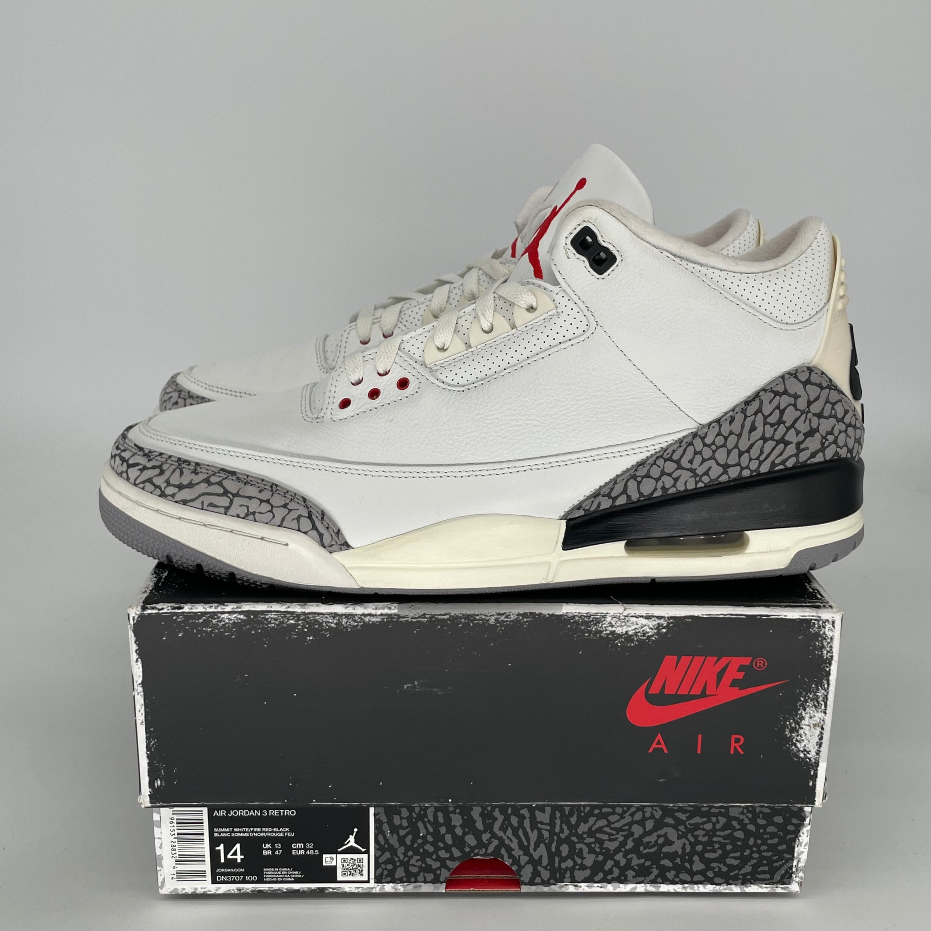 Authentic Air Jordan 3 Retro 'White Cement Reimagined' Basketball Shoes - Size 14 (DN3707-100) - Perfect for Sneaker Collectors & Casual Streetwear Fashion