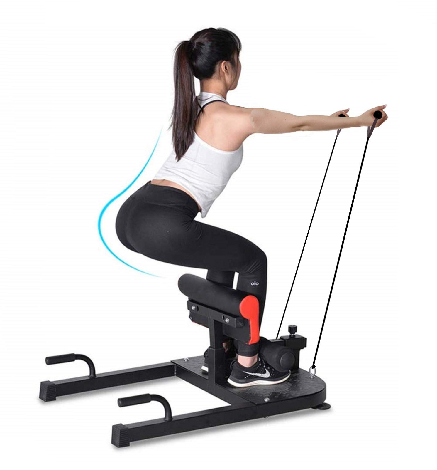 3-in-1 Multifunctional Squat Machine with Resistance Bands - Home Gym Equipment for Leg Workouts, Hip Training & Core Exercises | Perfect for Squats, Sit-ups & Push-ups | Compact Fitness Solution for Small Spaces (Black)