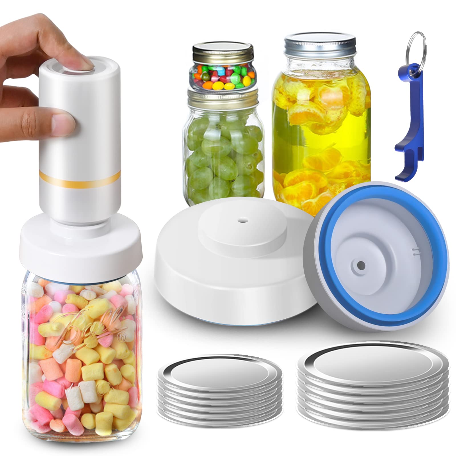 Electric Mason Jar Vacuum Sealer Kit - Compatible with FoodSaver, Wide & Regular Mouth Jars | Includes Vacuum Pump, Hose & Lid Opener | Perfect for Food Storage, Meal Prep & Canning at Home