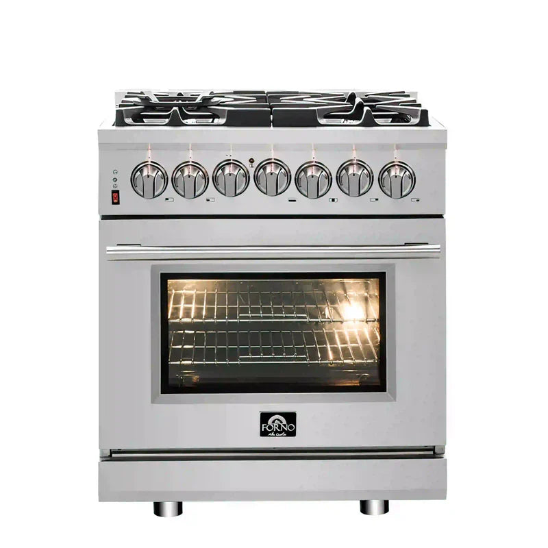 FORNO Massimo 30 Inch Freestanding Dual Fuel Range - Stainless Steel FFSGS6125 30