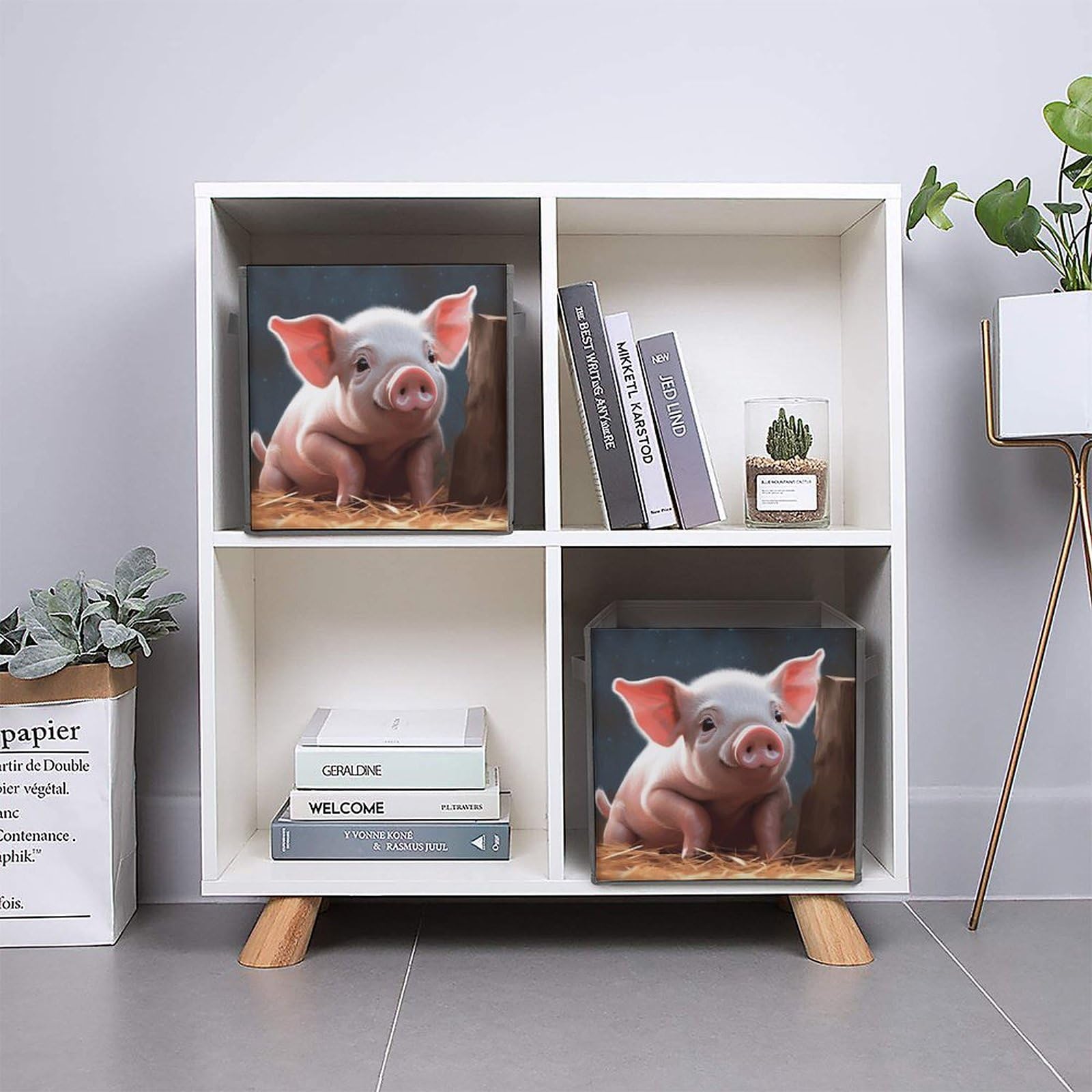 Foldable Storage Box with Cute Pig Print - Large Capacity Organizer for Bedroom, Closet & Toy Storage | Portable Collapsible Bin for Home Organization