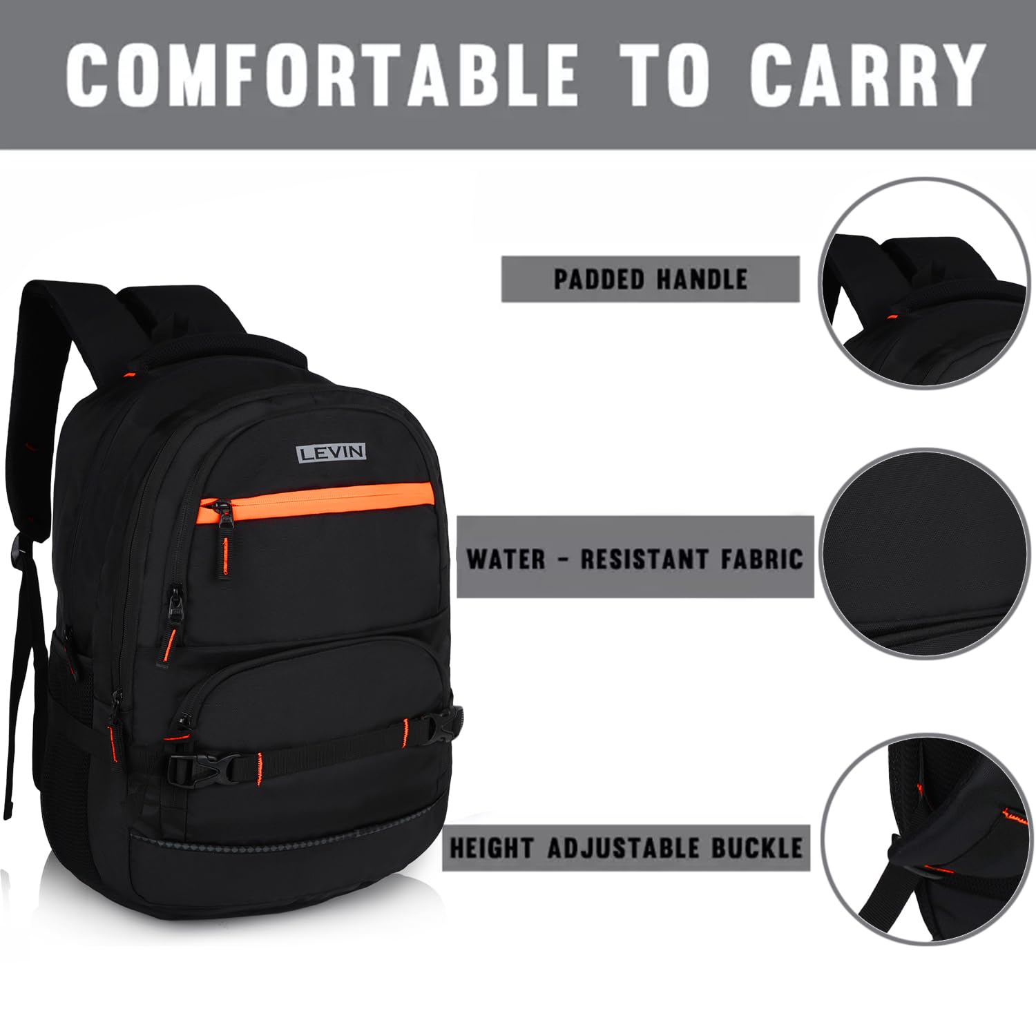 35L Large Unisex Waterproof Laptop Backpack with Rain Cover - Durable School & College Bag with 5 Zippers for Travel, Hiking, and Daily Commute