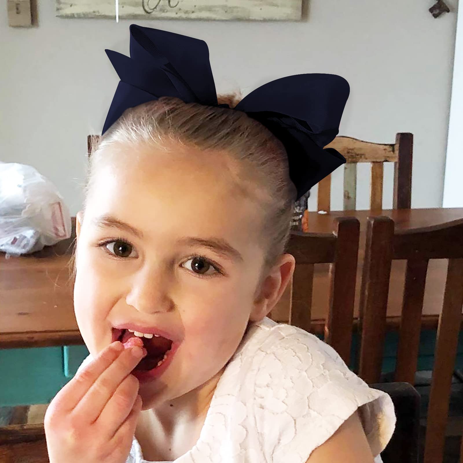 Oaoleer 12PCS Big Hair Bows for Girls - 6 Inch Navy Grosgrain Ribbon Boutique Hair Accessories with Alligator Clips for Toddlers & Kids - Perfect for Birthday Parties, School Events, and Photo Shoots