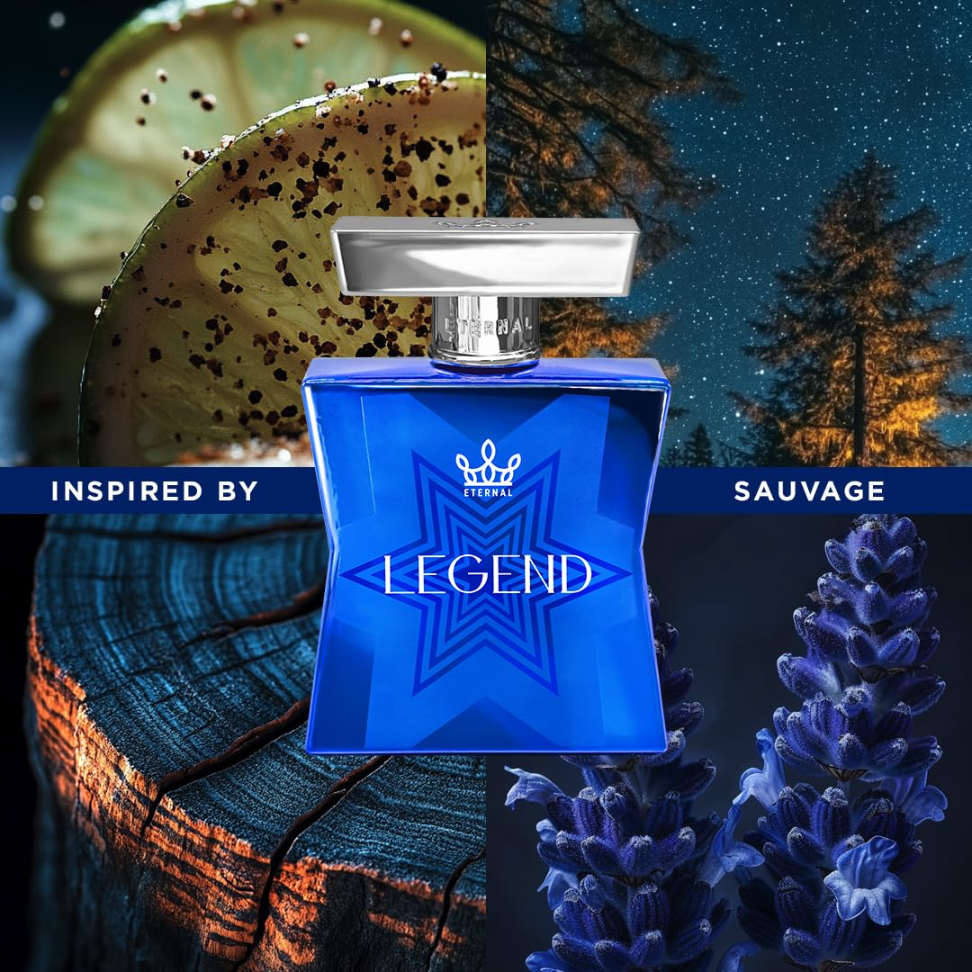 Eternal Legend EDP Cologne Spray for Men - Inspired by Sauvage, 3.4 oz (100ml) | Long-lasting Vegan Fragrance with Clean Ingredients (2000 Sprays) | Perfect for Daily Wear, Date Night & Special Occasions