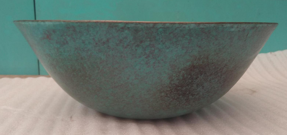 Round Verde Copper Vessel Sink - Handcrafted Bathroom Basin with Antique Patina Finish | Perfect for Modern Farmhouse, Rustic Bathroom & Luxury Powder Room Decor