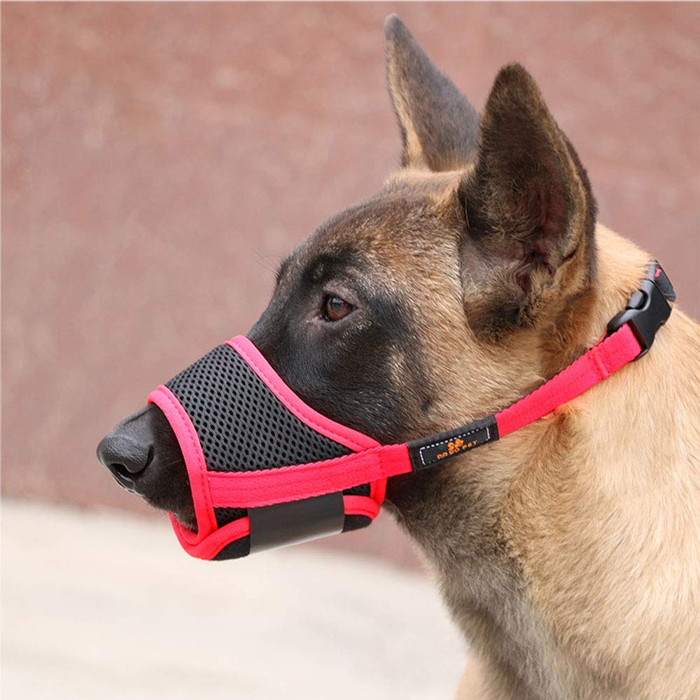 **Breathable Adjustable Dog Muzzle for Small & Medium Dogs - Anti-Biting & Barking Mesh Mouth Cover (Size M, Red) - Perfect for Training, Grooming & Vet Visits**