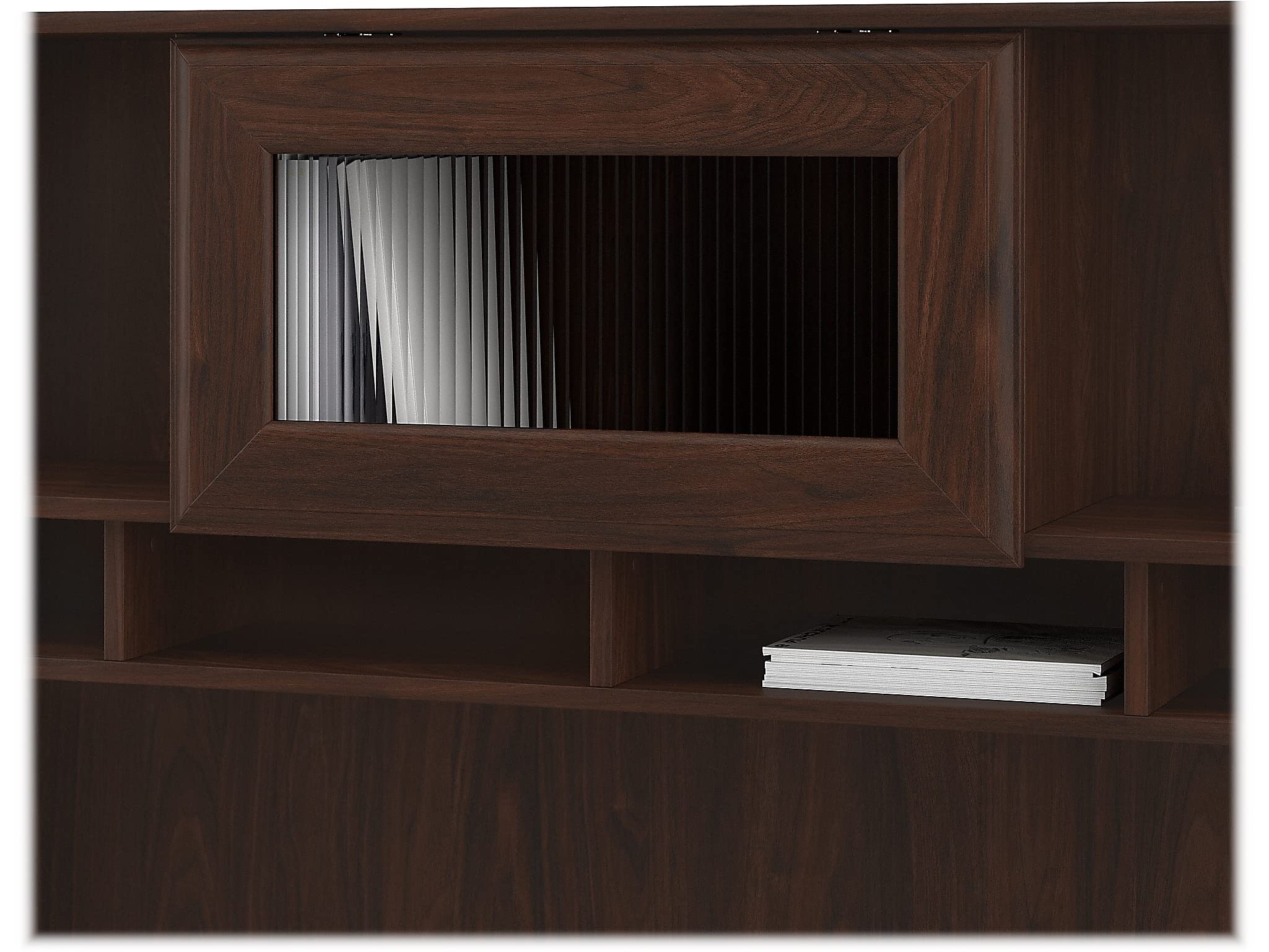 Bush Furniture Cabot 60W Modern Walnut Desk Hutch with Storage Shelf - Perfect for Home Office, Study Room & Workspace Organization