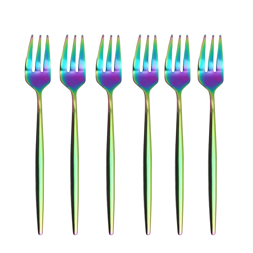 Gugrida 6-Piece Stainless Steel Cake Server Set - 18/10 Rust-Proof Pie Spatula & Mini Fruit Forks for Wedding, Party & Home Baking | Perfect for Cake Cutting, Dessert Serving & Buffet Setup