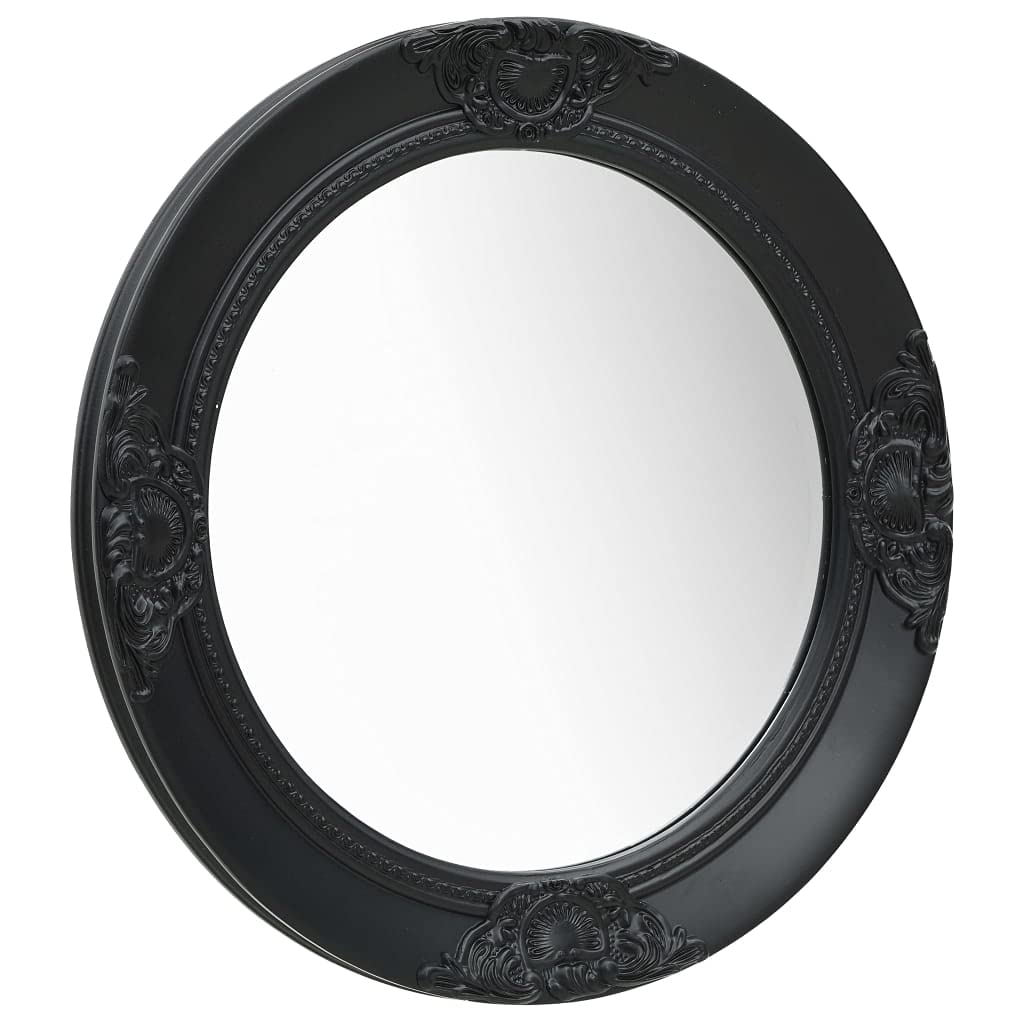 Baroque Style Wall Mirror - Rustic Black Hanging Mirror for Bedroom, Living Room & Bathroom Decor - 19.7 Inch Vanity Mirror - Perfect for Home Decor, Dressing Area & Entryway