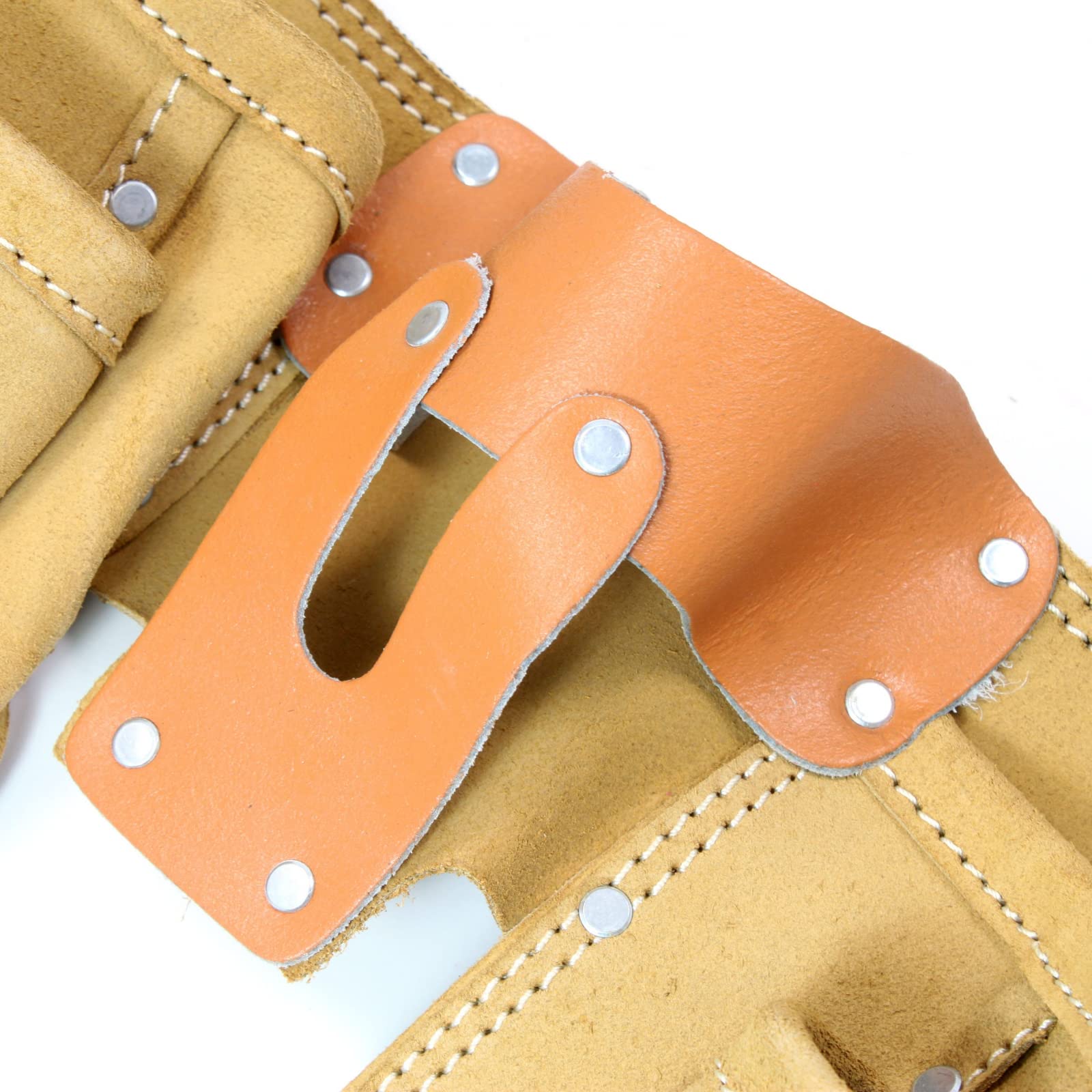 9-Pocket Heavy Duty Leather Tool Belt for Construction & Carpentry - Large Hammer & Drill Pouch with Durable Tan Finish | Ideal for Electricians, Contractors & DIY Home Improvement Projects