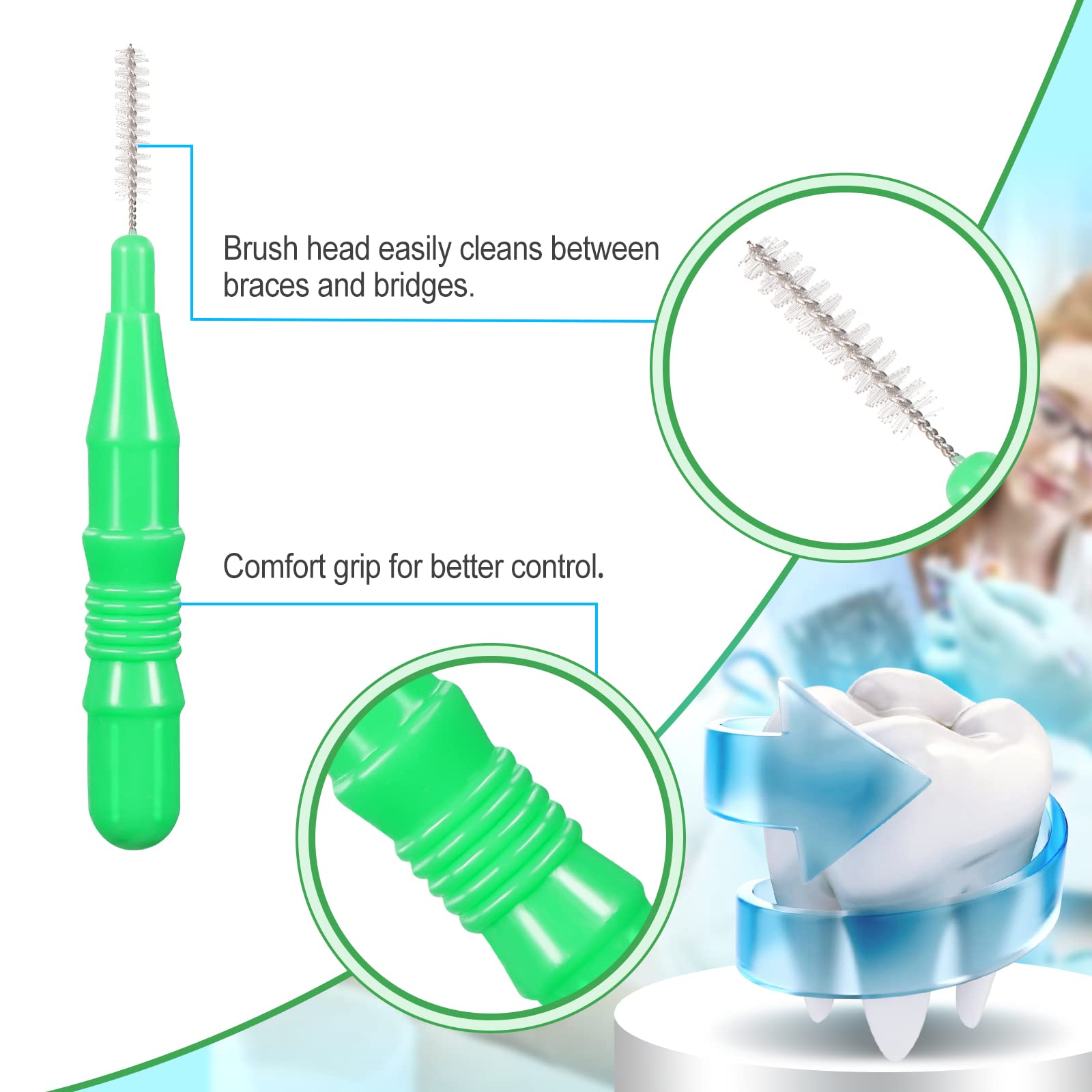 Patelai 350pc Interdental Brushes - Soft Dental Floss Picks for Teeth Cleaning (Cute Colors) - Perfect for Travel & Daily Oral Care