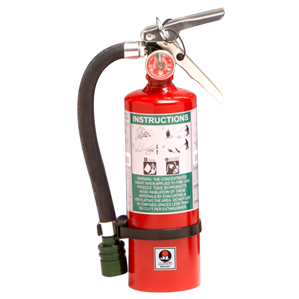JL Industries FM05C Portable Handheld Halotron Fire Extinguisher - 5 lbs. Mercury-Free Rechargeable for Home, Office, Kitchen, Car & Marine Safety Protection