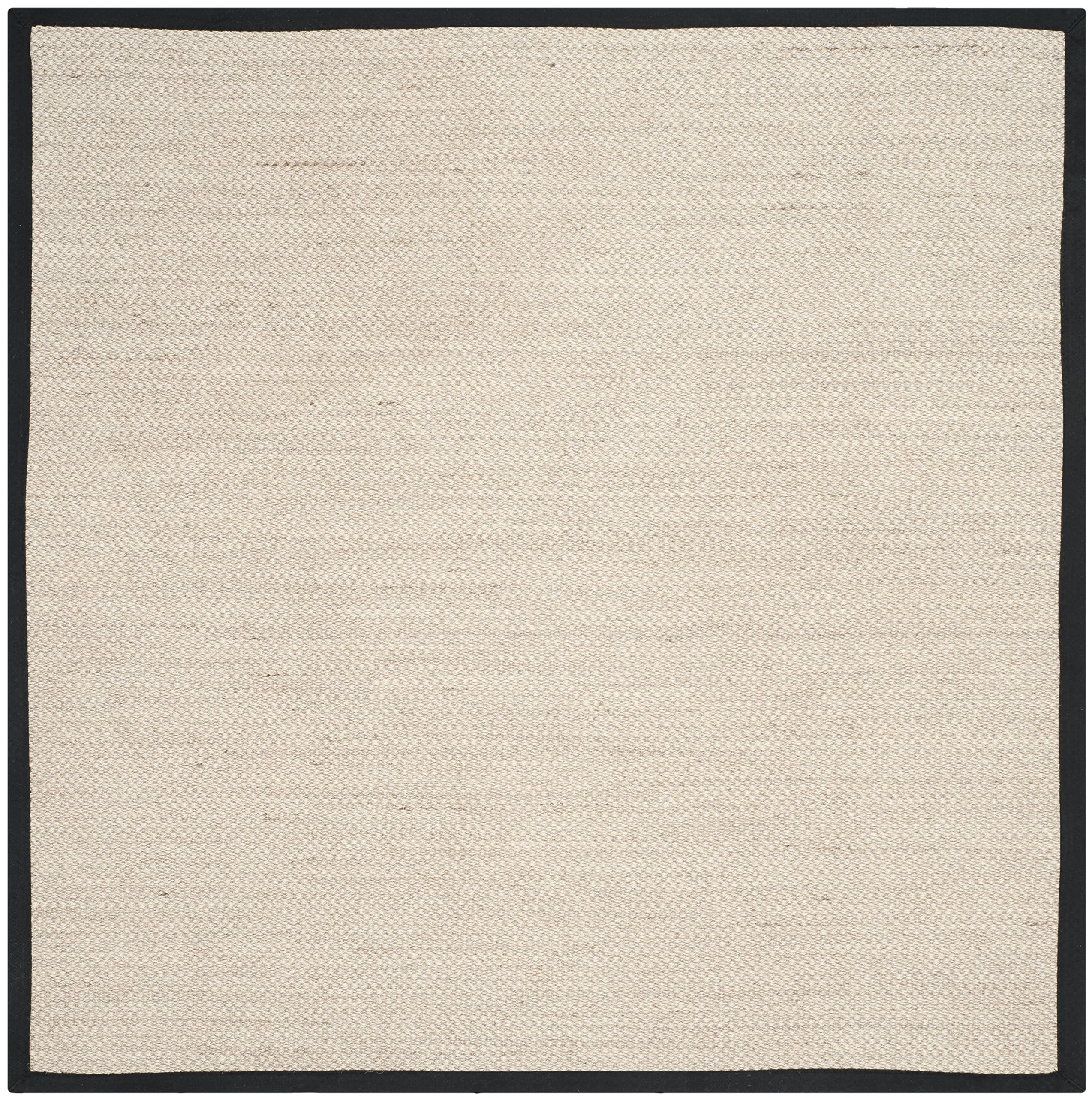 SAFAVIEH Natural Fiber Collection 8' Square Marble & Black NF143A Border Sisal Area Rug - Perfect for Living Room, Bedroom, or Office Decor