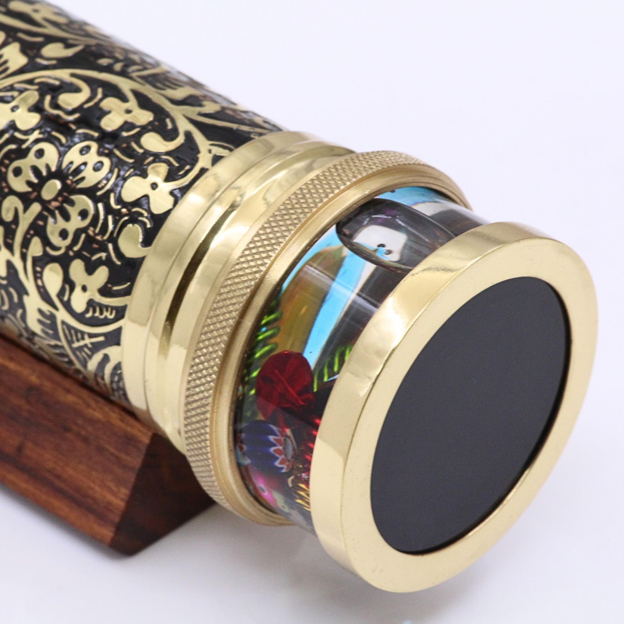 Handcrafted Brass Kaleidoscope with Etched Lacquer Design - Classic Oil Chamber Kaleidoscope - Unique Gift for Special Occasions (7