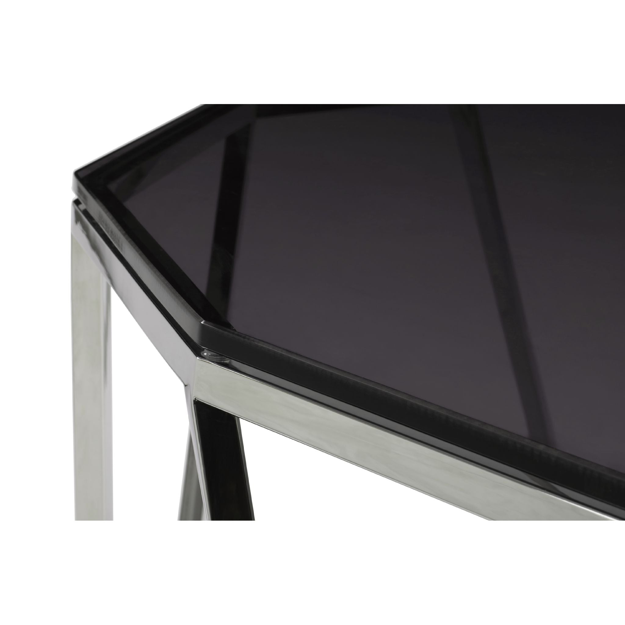 Modern Aria Coffee Table - Smoked Glass Top & Sturdy Metal Frame for Living Room, Lounge, or Office Decor