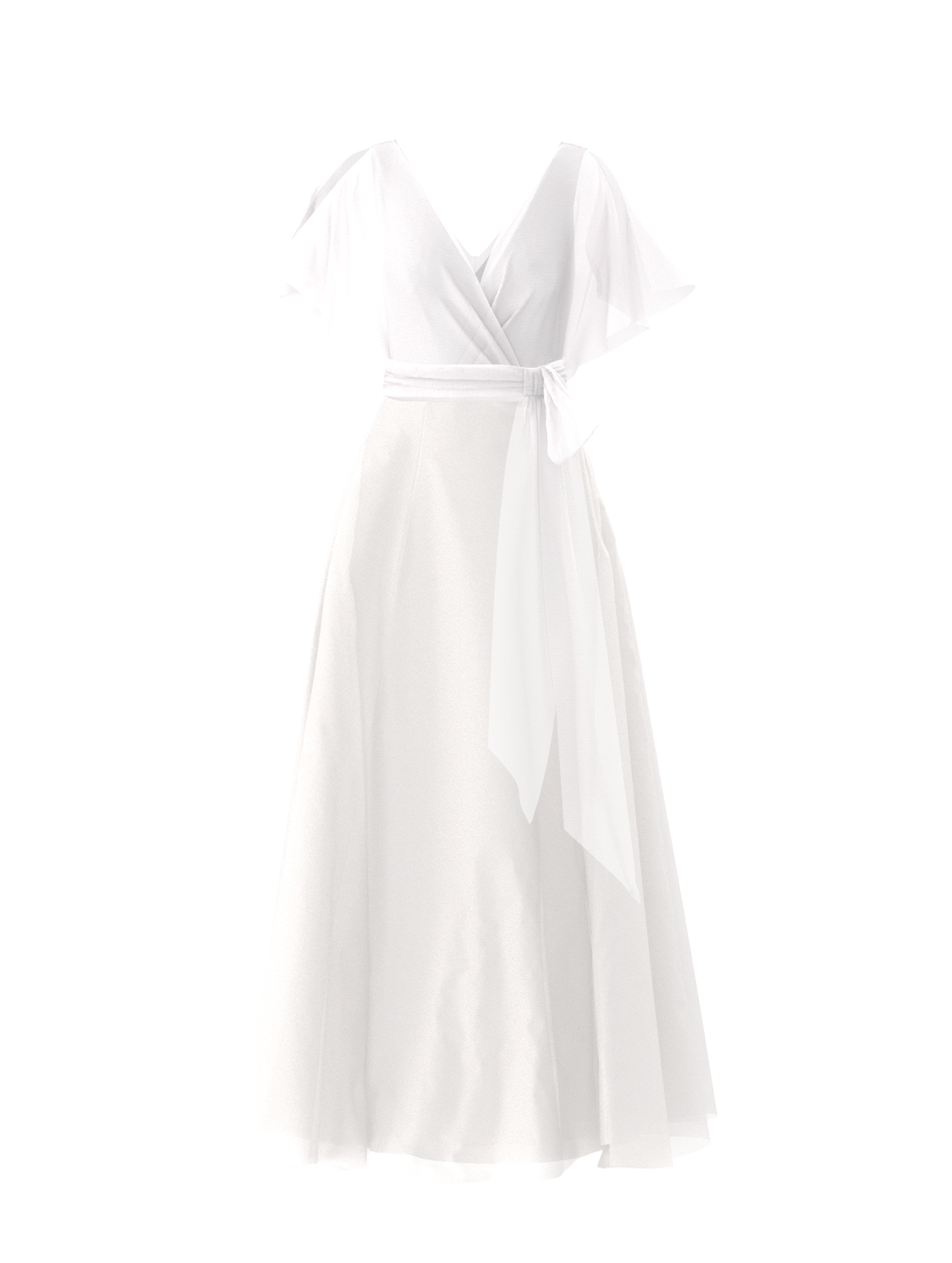 Elegant White Ava Bodice with Cerisa Skirt and Sash Belt - Perfect for Weddings, Prom & Formal Events