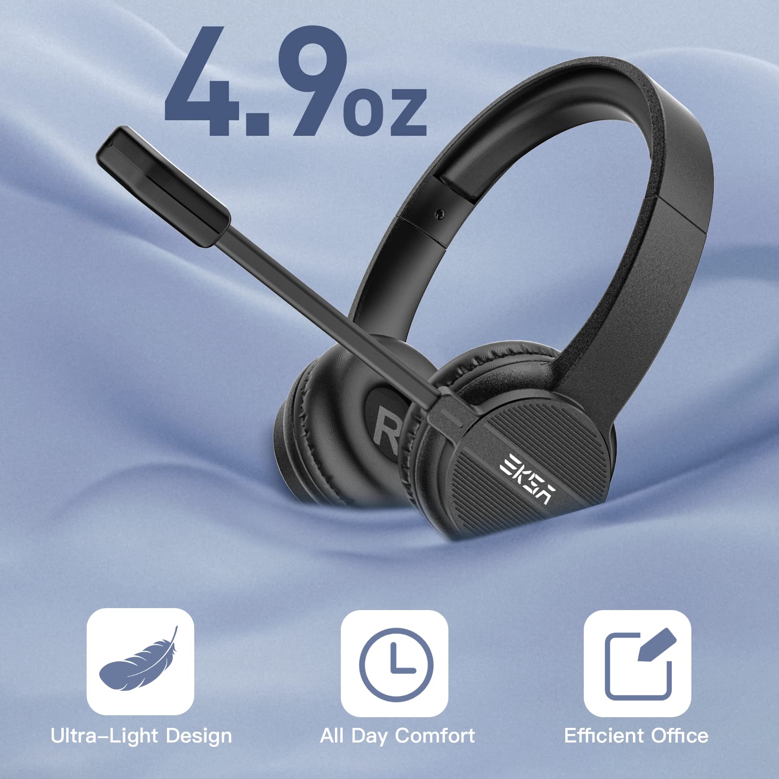 EKSA Wired Gaming Headset with Microphone for PC & Laptop - 3.5mm Noise Cancelling Headphones with Volume Control & Mic Mute - Lightweight Comfort for All-Day Office Work, Call Center, Skype Calls, Online Meetings & Remote Learning