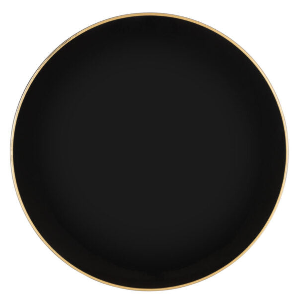 13-Inch Black and Gold Round Plastic Charger Plates - Set of 4 | Elegant Dinnerware for Weddings, Parties & Formal Dining