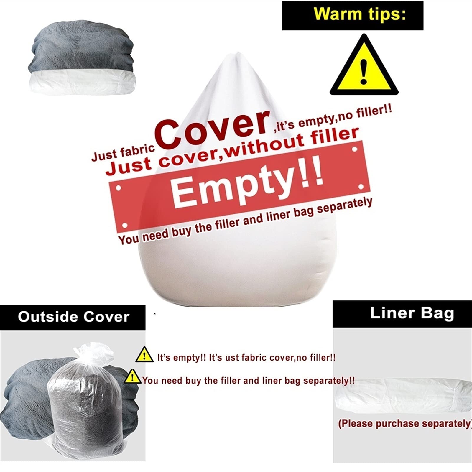 **Luxury Large Washable Soft PV Fur Bean Bag Chair Cover for Kids & Adults – 8ft Classic Lazy Lounger, Gaming & Relaxation Memory Foam Sofa – Perfect for Living Room, Bedroom, or Game Room (White)**
