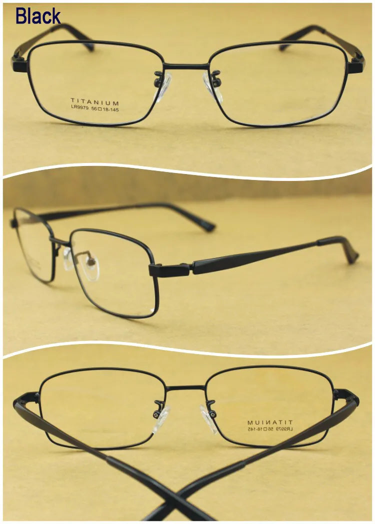 Brightzone Unisex Full Rim Square Titanium Eyeglasses 99779 - Lightweight Durable Frame for Men & Women - Perfect for Reading, Work & Everyday Wear