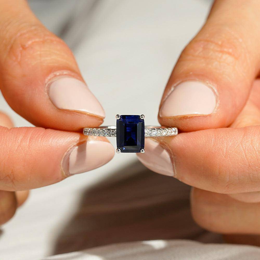 2 CT. Petite Trellis Lab-Grown Sapphire Ring | Elegant Blue Gemstone Jewelry for Women | Perfect for Engagement, Wedding & Anniversary Gifts