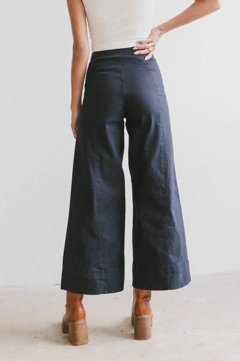 **Women's Navy Blue Aspen Wide Leg Pants - High Waisted Comfortable Lounge & Work Pants for Casual & Office Wear**    *Use Case: Perfect for lounging at home, running errands, or dressing up for a chic office look.*