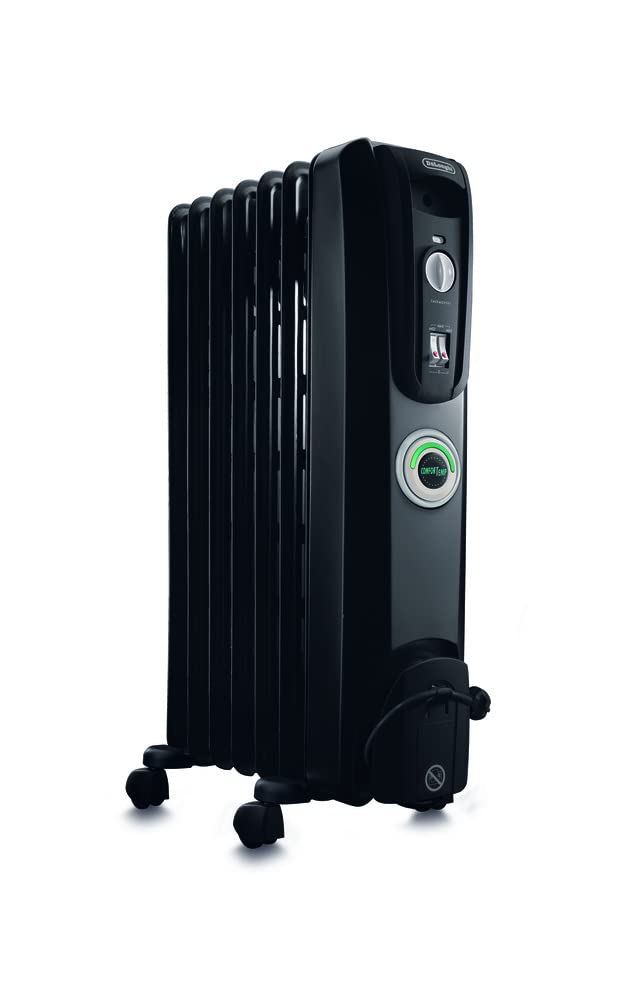 De'Longhi EW7707CB 1500W Oil Filled Radiator Heater - Portable Electric Space Heater for Indoor Use, Energy Efficient Room Heater with Safety Features for Office, Bedroom & Home - Perfect for Winter Warmth & Energy Savings