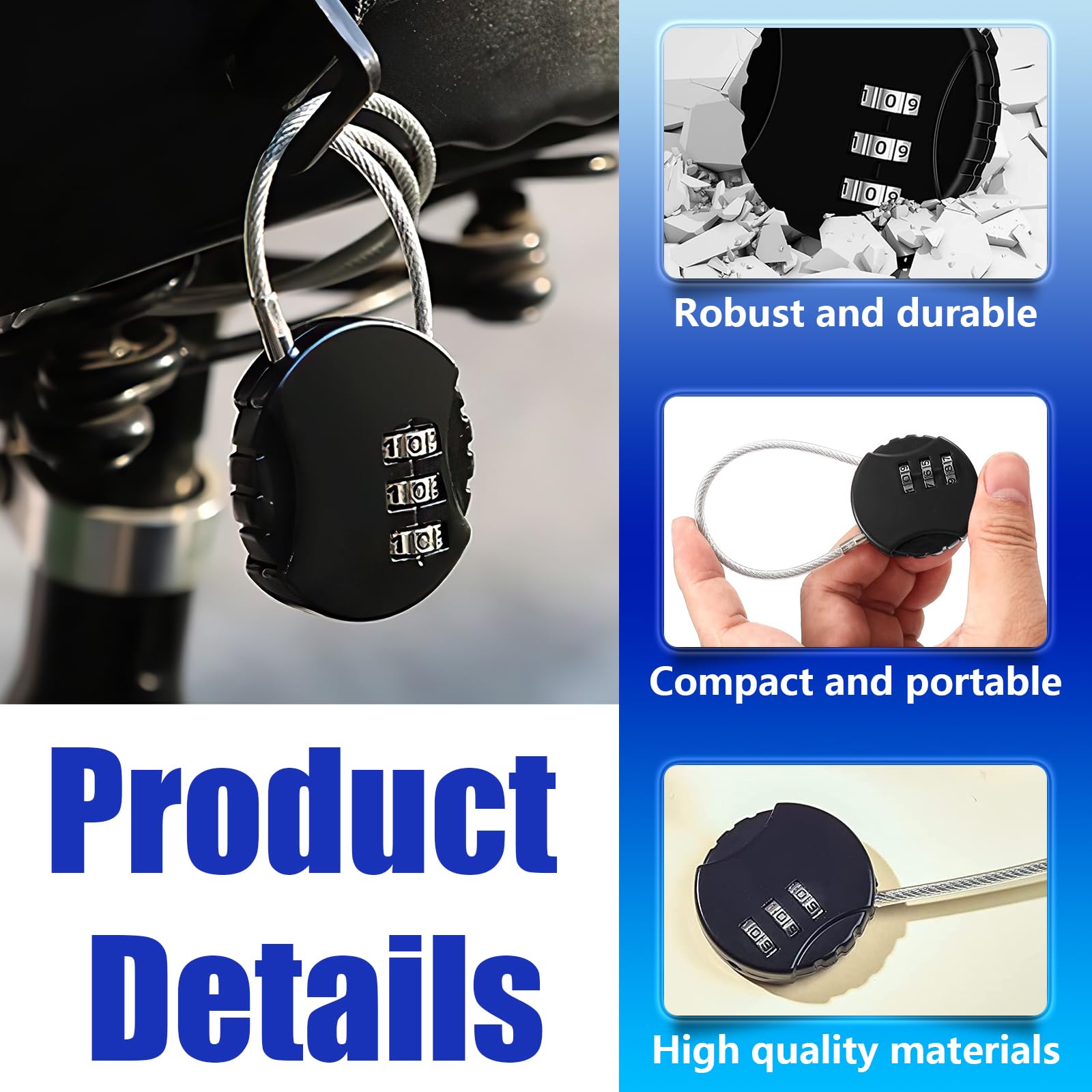 2 Pack Mini Wire Rope Lock - Secure Luggage, Jewelry Box, Backpack & Gym Locker | Portable Combination Padlock for Travel, Storage & Sports Equipment Protection