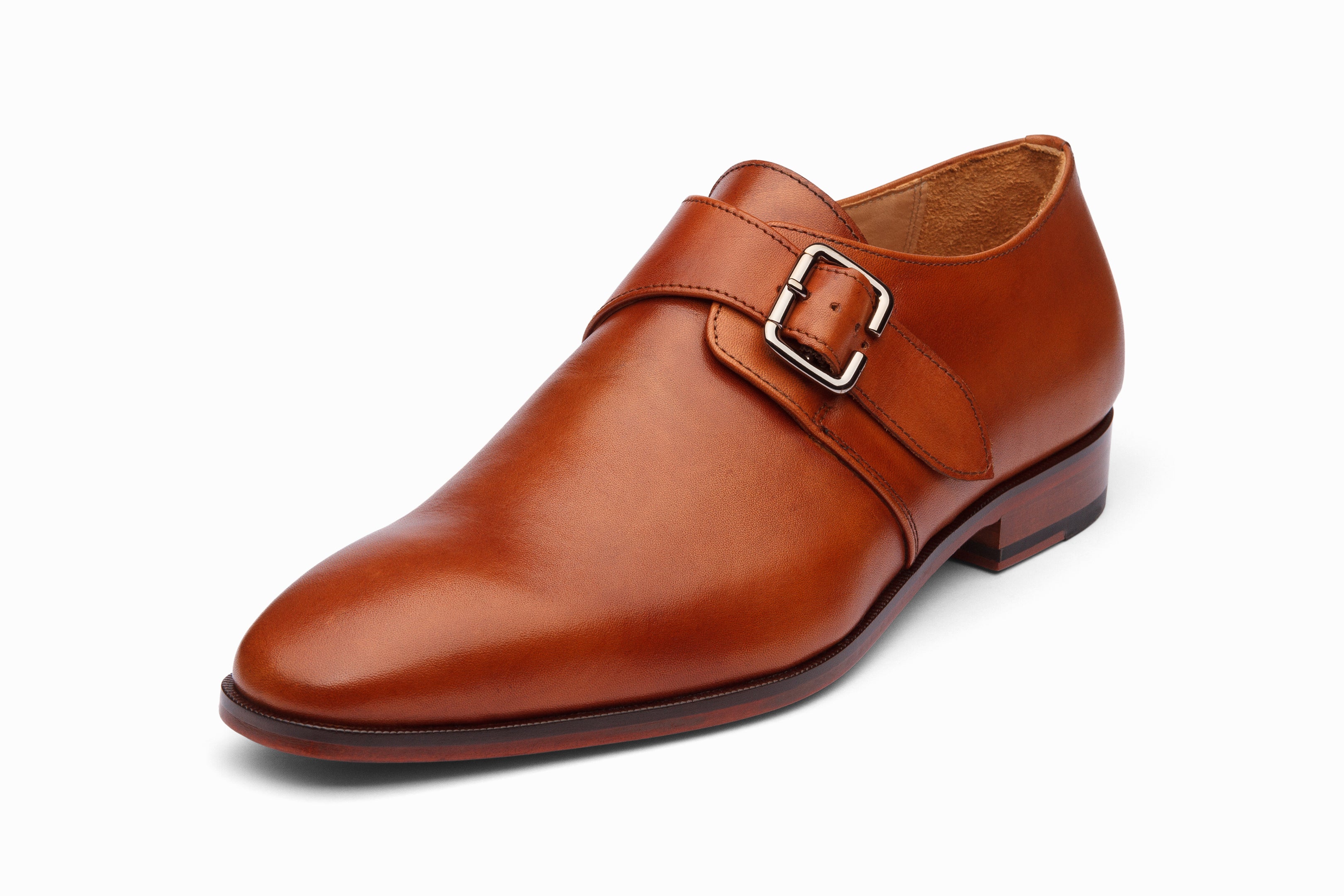 Men's Single Monkstrap Dress Shoes in Tan - Classic Formal & Business Attire for Weddings, Office & Special Occasions