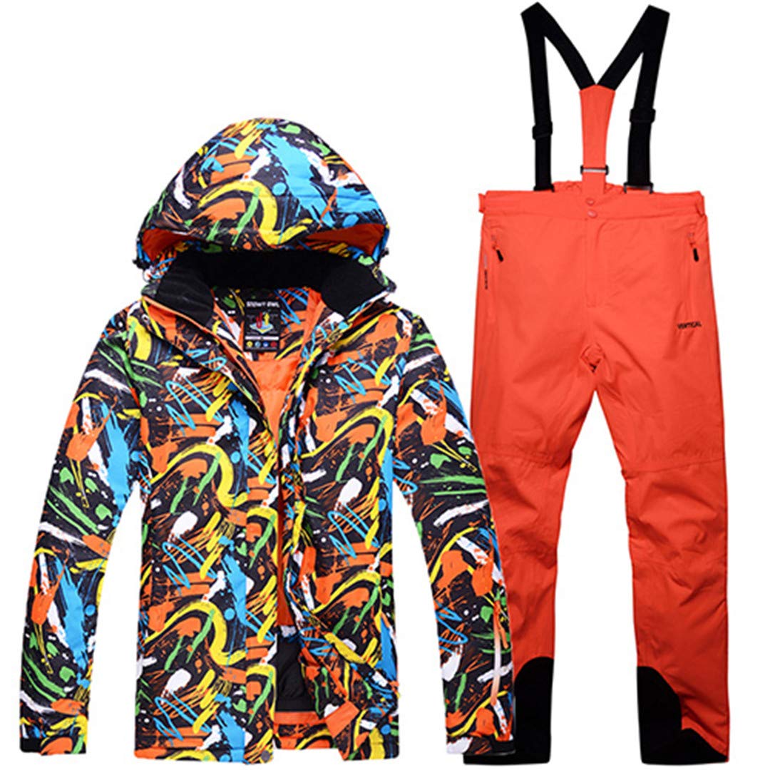 Men's Thermal Waterproof Windproof Ski Jacket & Snow Pants Set - Winter Snowboarding & Skiing Suit for Cold Weather - Perfect for Ski Resorts, Mountain Climbing & Outdoor Adventures