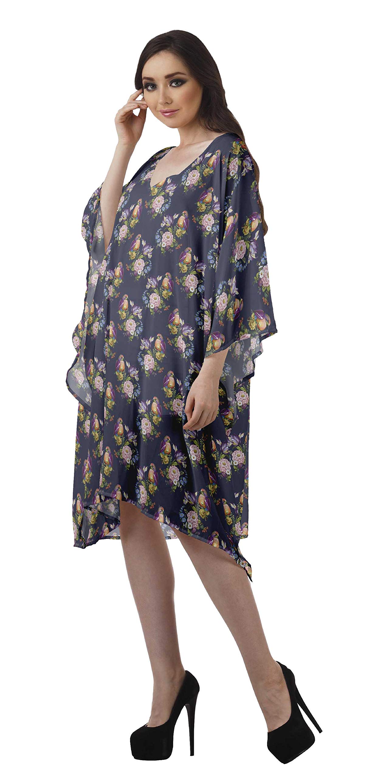 Stylish Moomaya Women's Georgette Short Kaftan - Flowy Beach Cover Up Dress for Swimsuits | Perfect for Poolside, Vacation & Summer Outfits