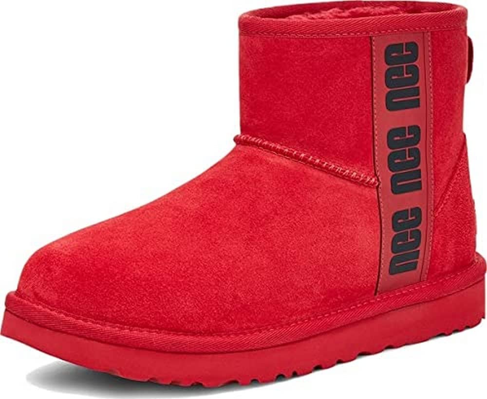 UGG Women's Classic Mini Boots with Side Logo - Waterproof Winter Snow Boots for Women, Cozy Fleece Lined Ankle Booties for Casual Outfits & Cold Weather