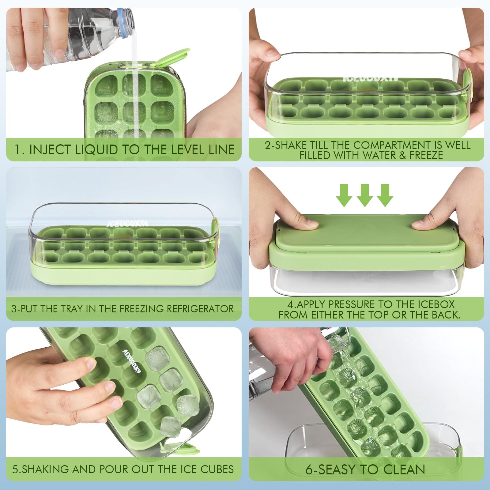Silicone Ice Cube Tray Set - 21 Pieces Easy Release Ice Molds for Freezer - Perfect for Cocktails, Tea, Coffee, Whiskey & Beverages - BPA-Free Flexible Ice Cube Maker for Home & Party Use