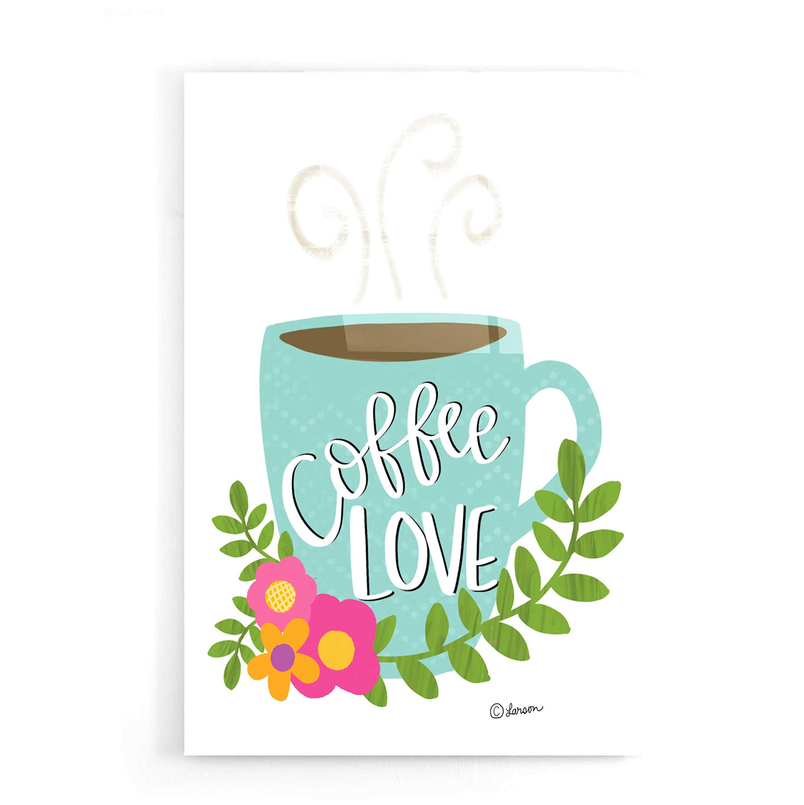 Lisa Larson 'Coffee Love' Acrylic Glass Wall Art - 16x24 Inches Modern Scandinavian Home Decor - Perfect for Living Room, Kitchen, or Office