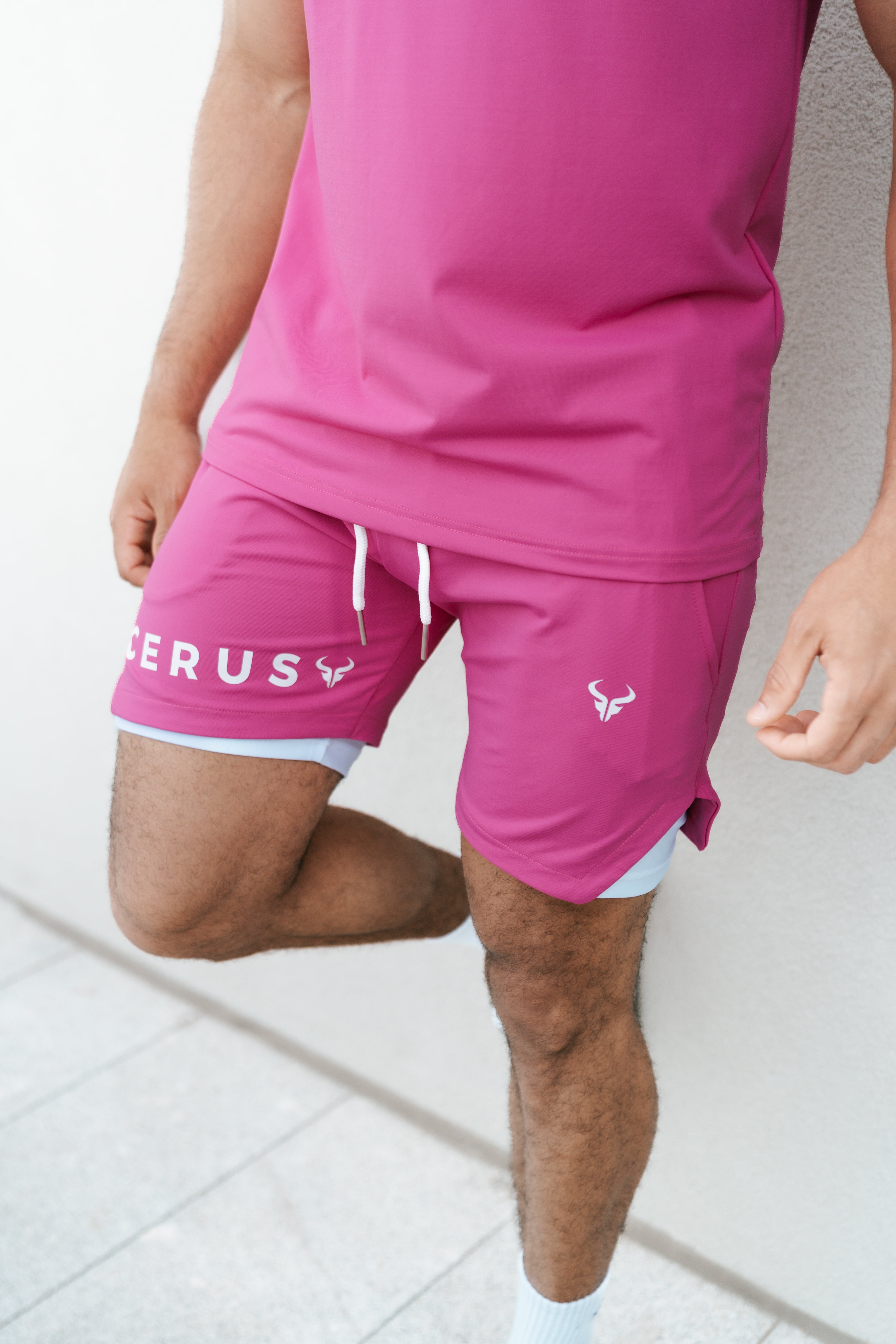 Cerus Magenta Apex 2-in-1 Running Shorts for Men - Lightweight Athletic Workout Shorts with Built-in Liner - Perfect for Gym, Jogging & Outdoor Sports