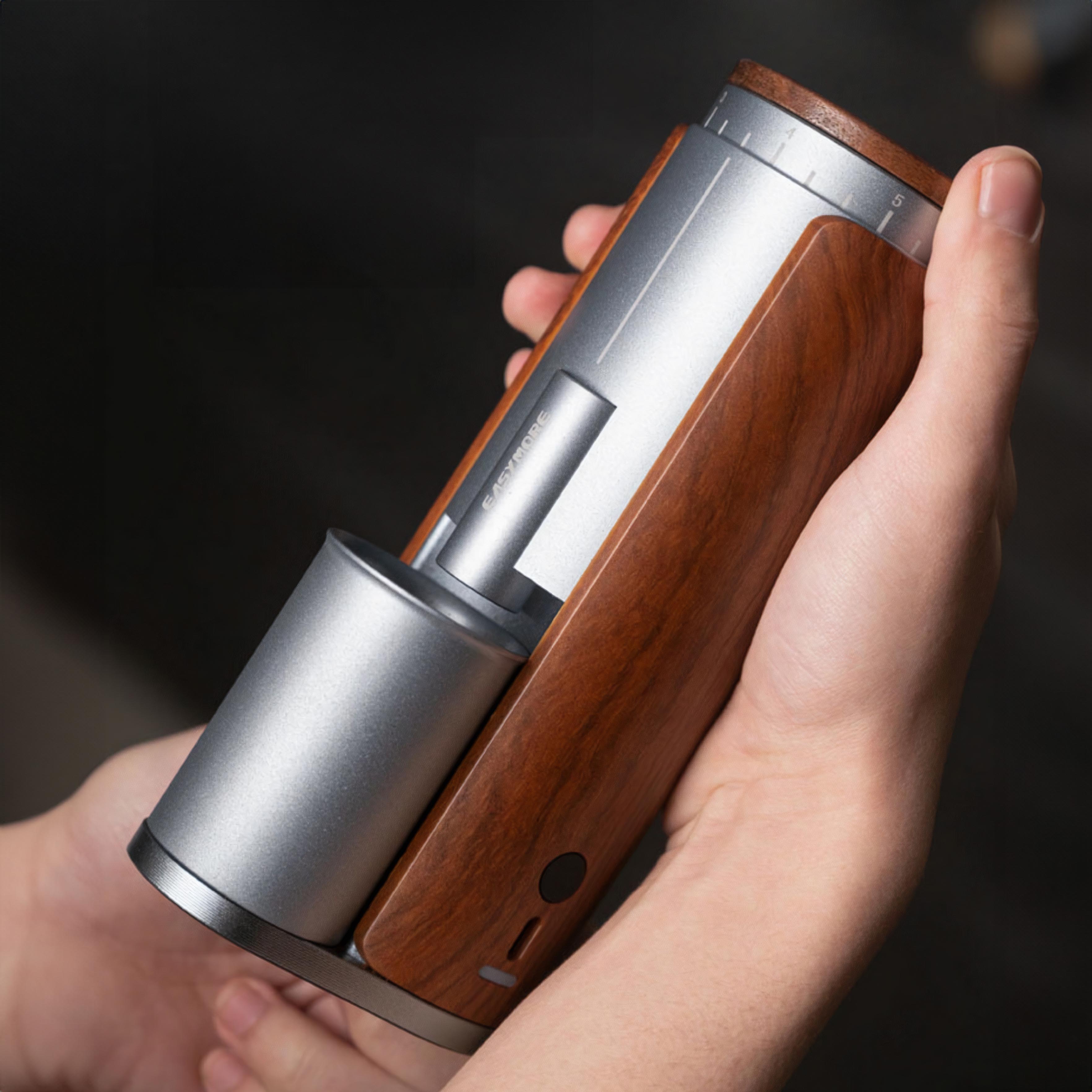 Premium Rechargeable Coffee Grinder with Elegant Wood Cover - Portable Electric Burr Mill for Fresh Espresso, French Press & Cold Brew at Home, Office or Travel