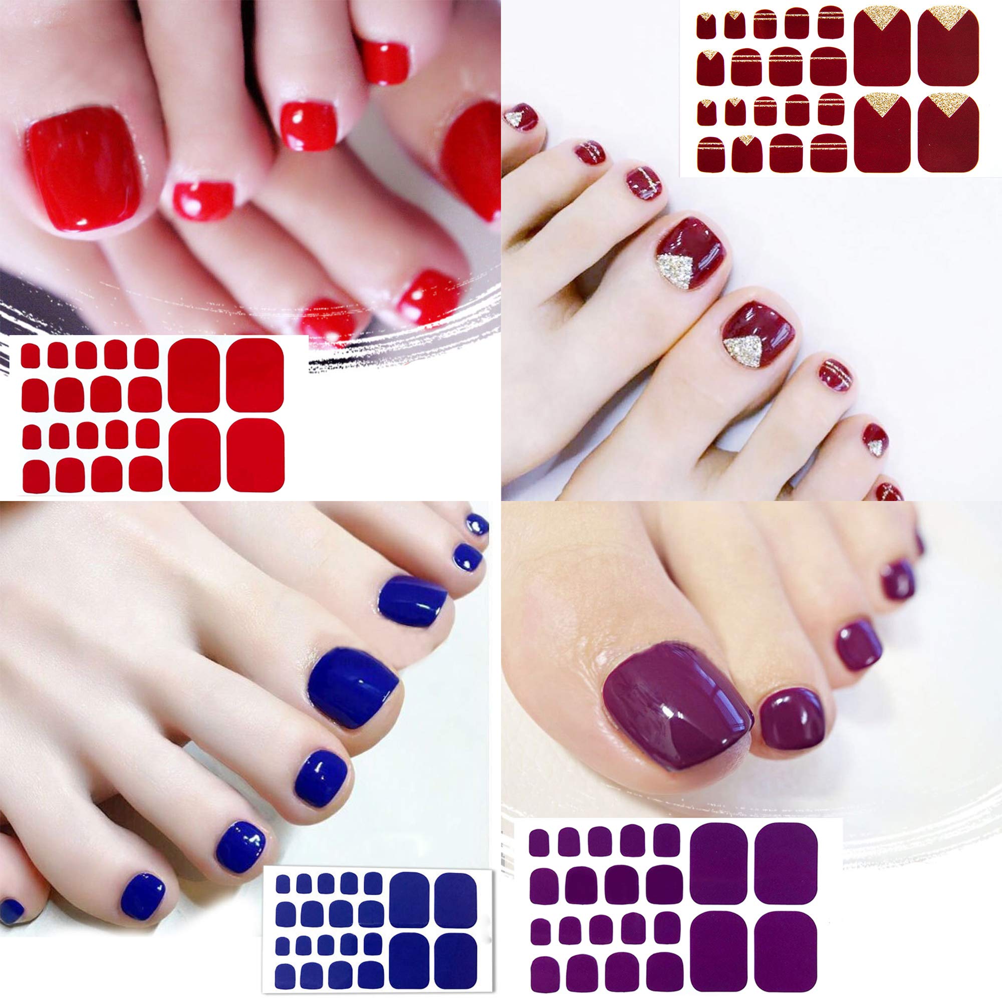 JERCLITY 20 Sheets Solid Color Self-Adhesive Nail Polish Strips - Full Nail Wraps for Women, Toe Nail Stickers with Nail File - Perfect for Nail Art, Home Manicures & Pedicures, Parties & Special Occasions