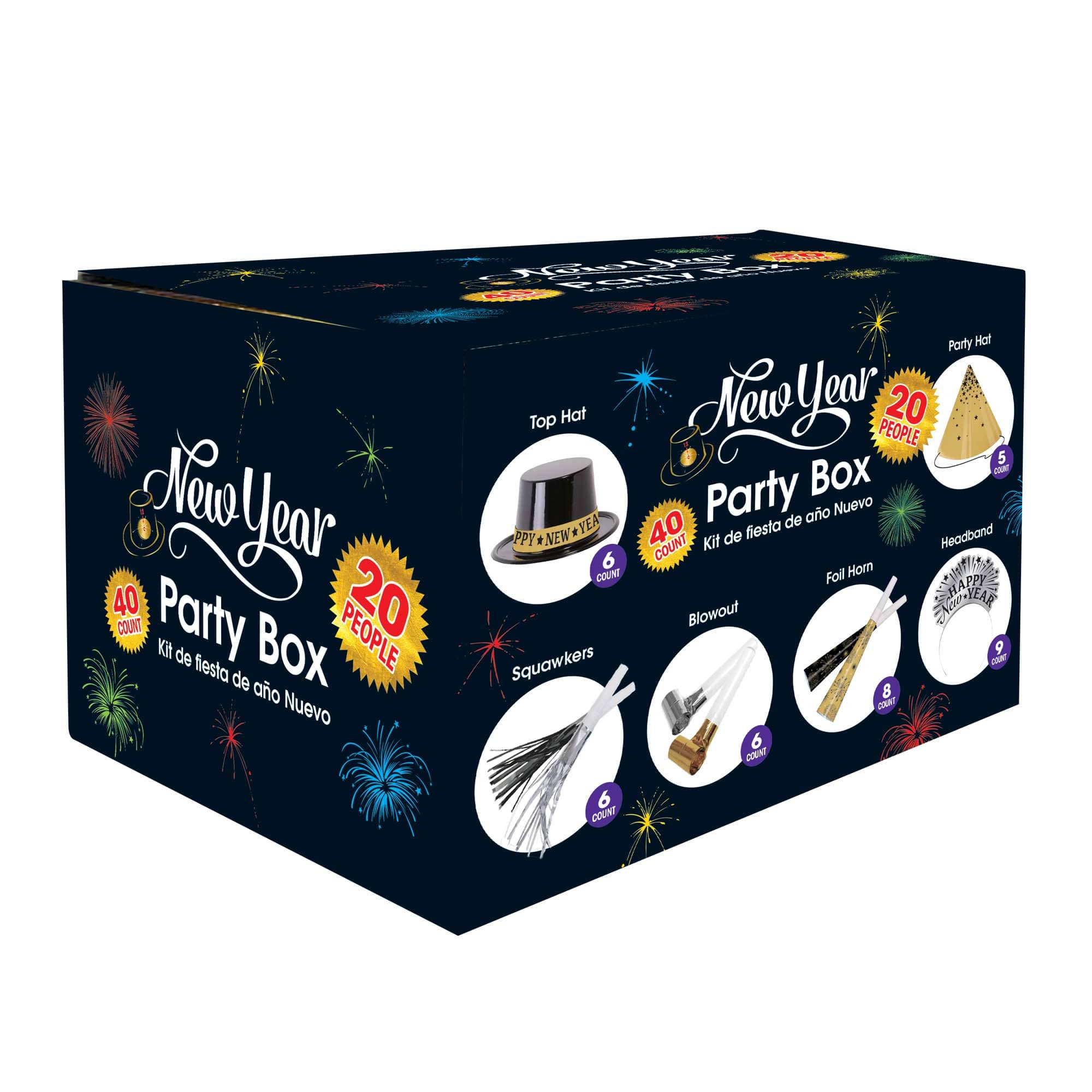 40Pcs New Year Party Box Set for 20 People - Premium Party Supplies for Christmas, NYE & Holiday Celebrations - Perfect for Home, Office & Family Gatherings