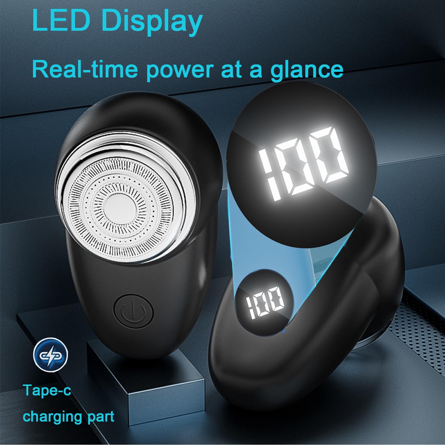 Portable Mini Electric Shaver - 8500 RPM High Speed with 20-Sided Stainless Steel Blade & Battery Level Indicator - Long Lasting 30-Day Use for Men's Grooming - Perfect for Home, Car, Travel & Business Trips