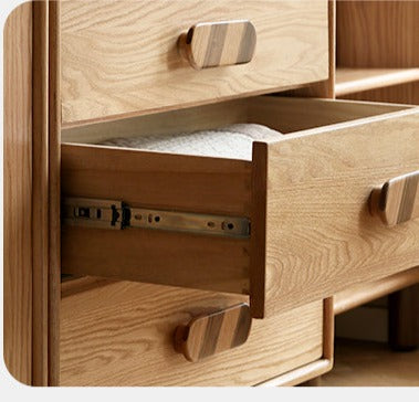 Solid Oak Wood Wardrobe Bookcase - Free Combination for Bedroom, Living Room, and Office Storage