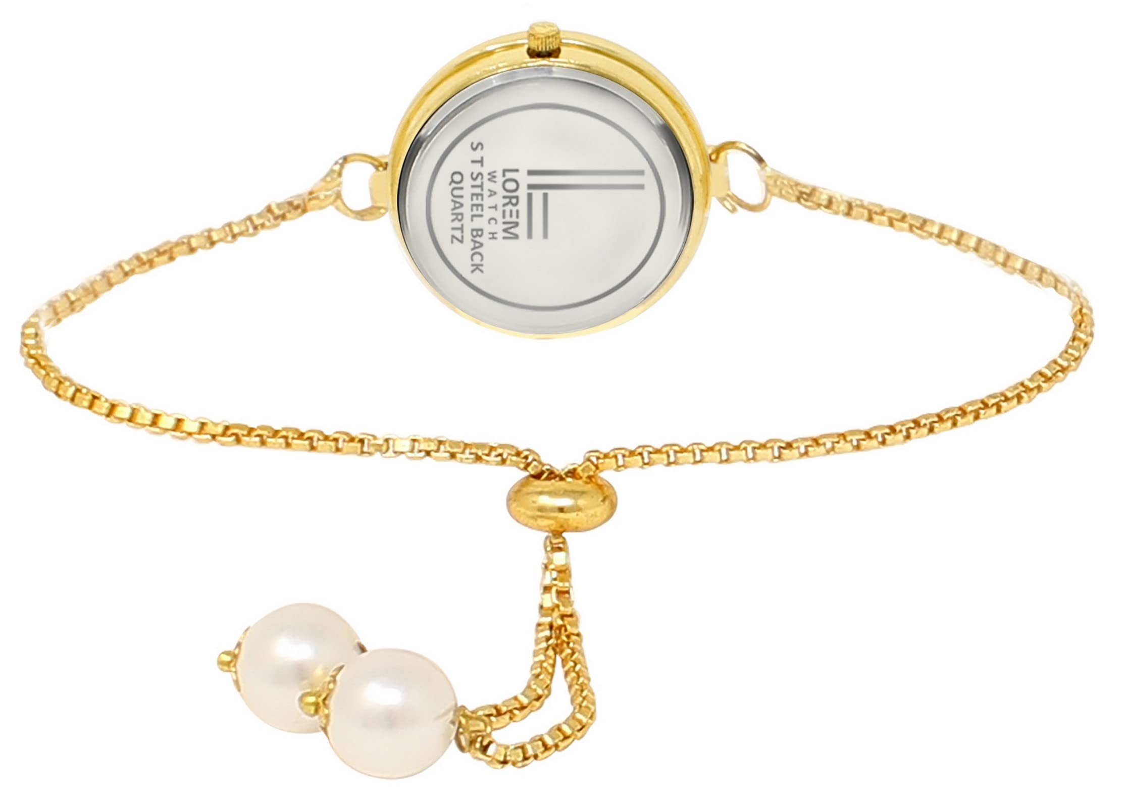 LOREM Gold Round Bracelet Analog Watch for Women LR254 - Elegant & Stylish Accessory for Parties, Work & Everyday Wear