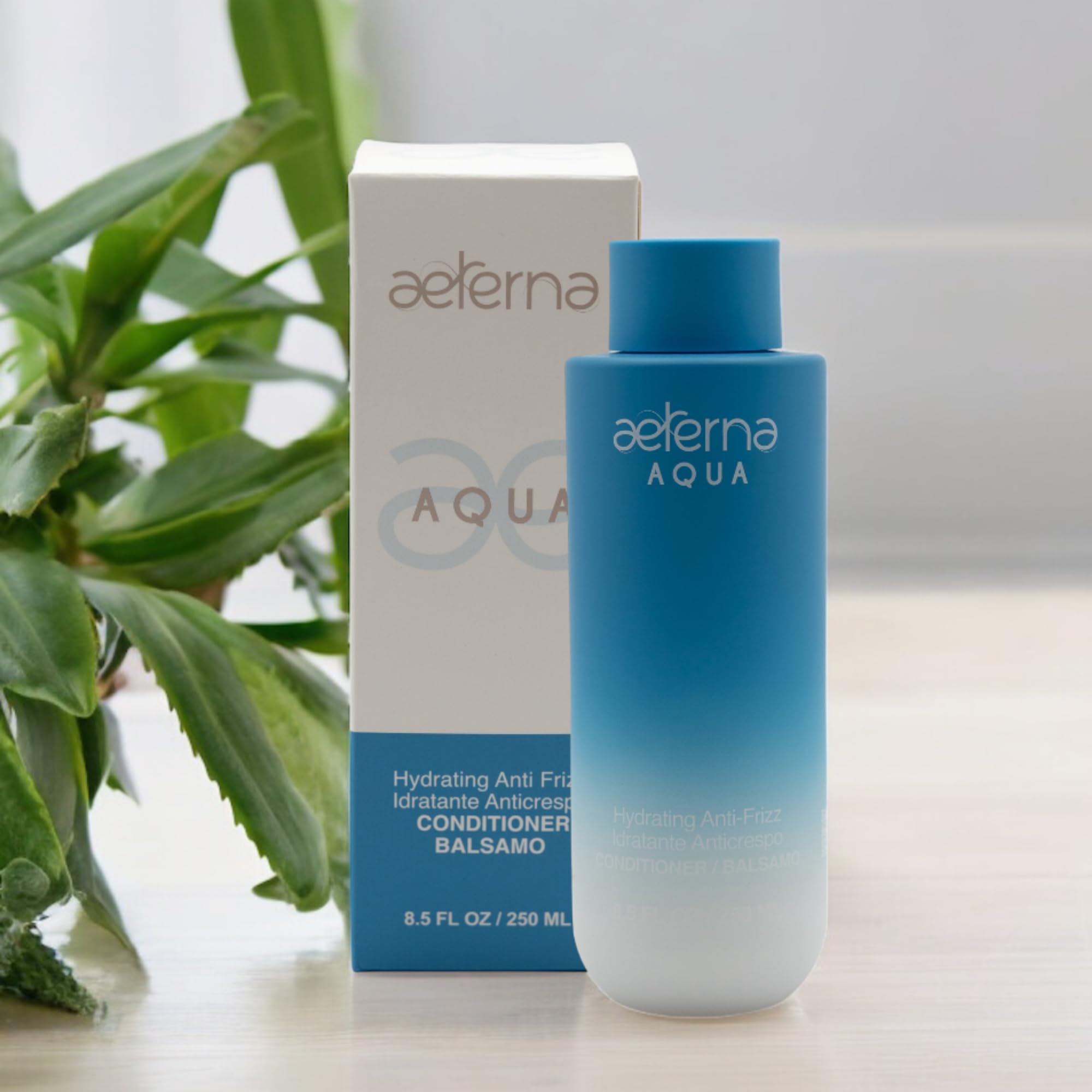 Aeterna AQUA Shampoo and Conditioner Set - Natural Hydrating Hair Care with Almond Oil, Linseed Oil & Aloe Vera - Anti-Frizz for All Hair Types - Perfect for Daily Use, Dry/Damaged Hair Repair & Salon-Quality Results at Home