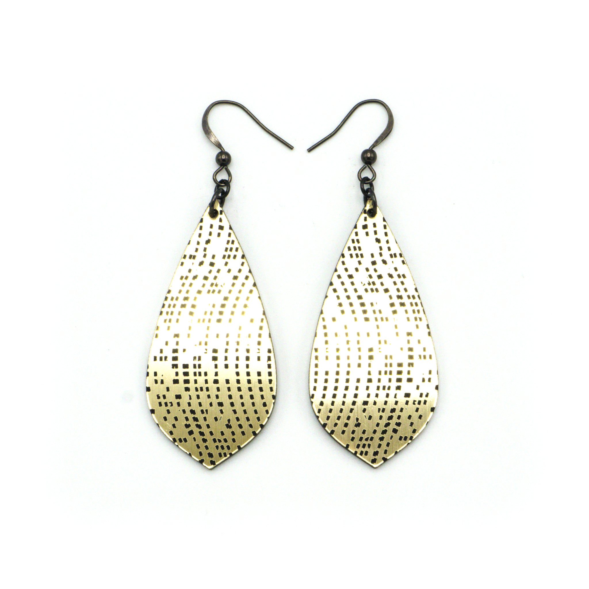 Gem Point [17] Acrylic Earrings - Brushed Gold & Black | Stylish Dangle Earrings for Women, Perfect for Parties, Weddings & Everyday Wear