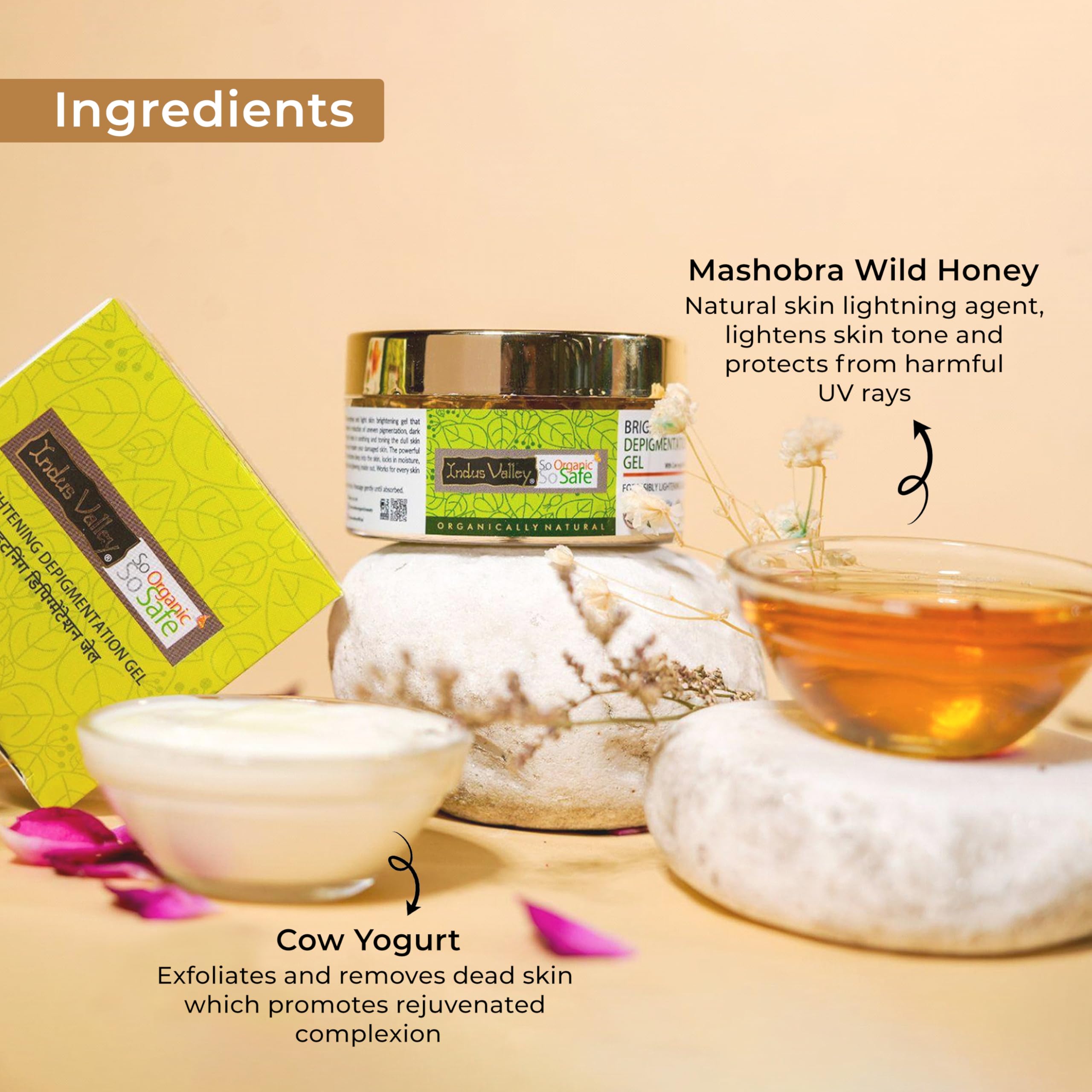 Organic Cow's Milk Yogurt & Honey Face Gel for All Skin Types | Indus Valley Natural Skincare | 50ml | Hydrating & Nourishing for Dry, Sensitive Skin | Day & Night Moisturizer