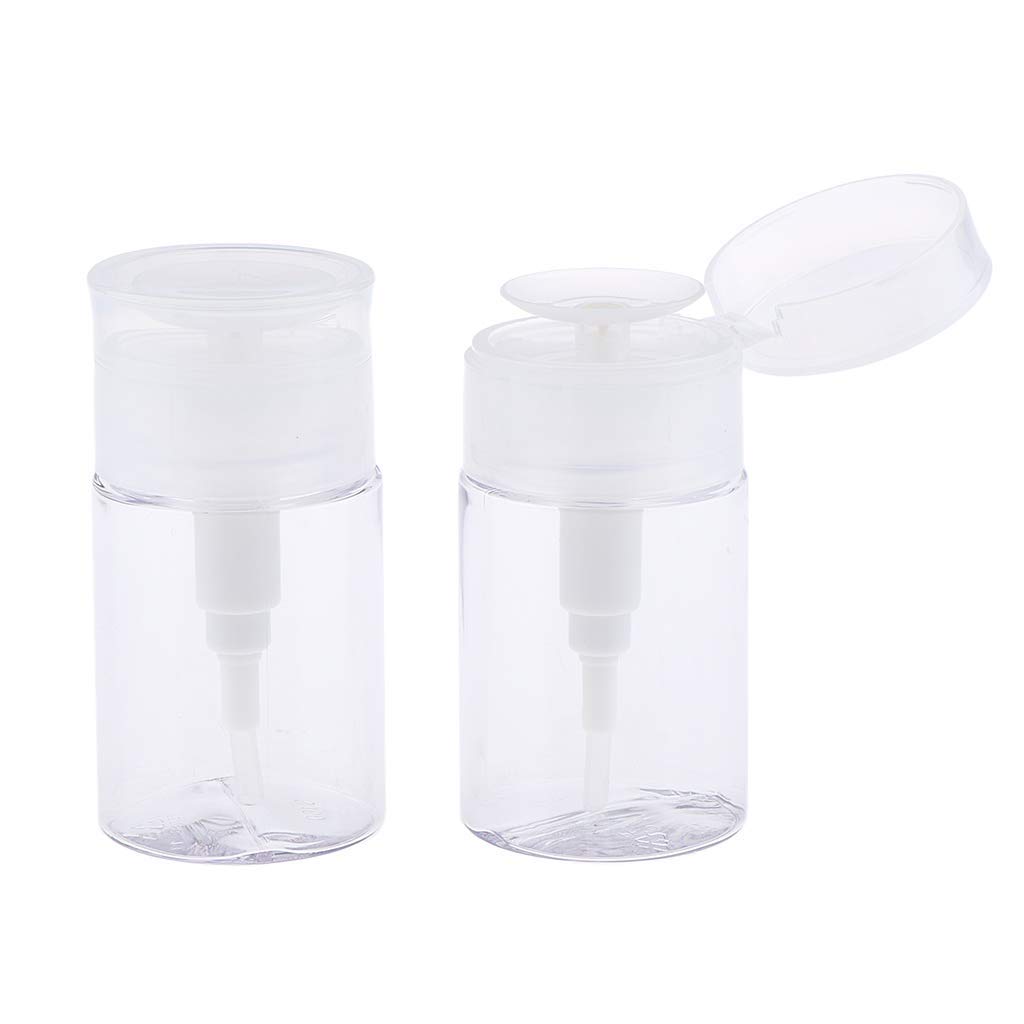 2-Pack Clear 60ml Pump Dispenser Bottles for Liquid Soap, Hand Sanitizer & Alcohol - Push Down Soap Dispenser with Leak-Proof Design for Bathroom, Kitchen & Office Use