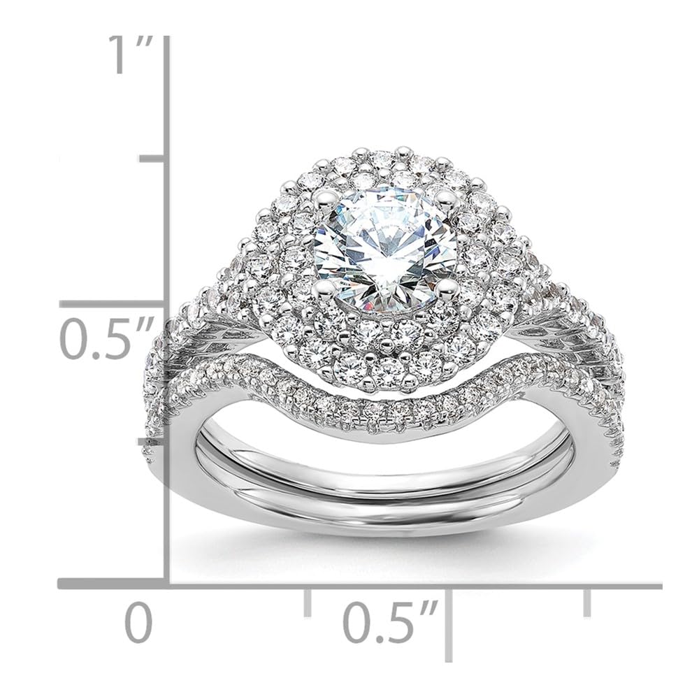 925 Sterling Silver Cubic Zirconia Bridal Ring Set - 2-Piece Wedding & Engagement Ring for Women, Sparkling Ember Design, Fine Jewelry Gift for Her - Perfect for Proposals, Anniversaries & Special Occasions