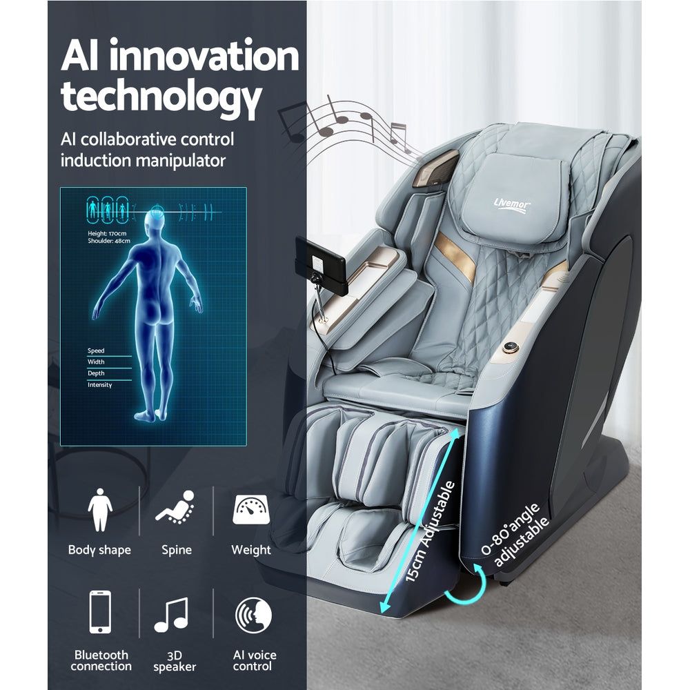 Livemor 4D Massage Chair with Double Core Mechanism - Full Body Electric Recliner for Home & Office Relaxation - Perfect for Stress Relief, Muscle Recovery, and Luxury Comfort