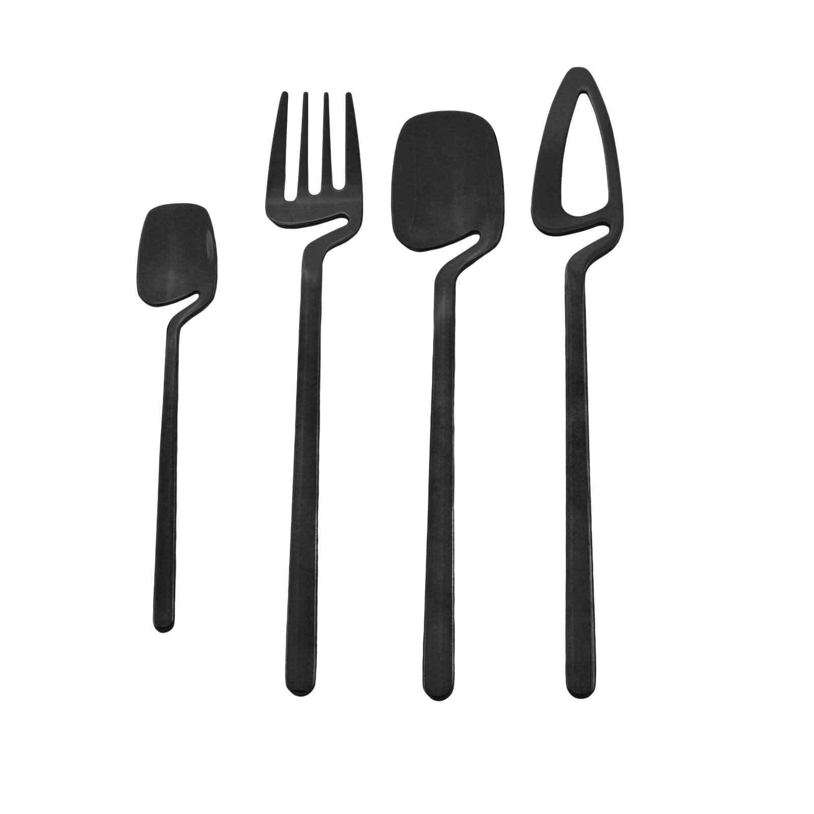 24-Piece Mirror Black Cutlery Set - 304 Stainless Steel Knife Fork Spoon Tableware for 6 People | Elegant Dinnerware for Restaurants, Weddings & Parties | Dishwasher Safe & Durable Flatware Set